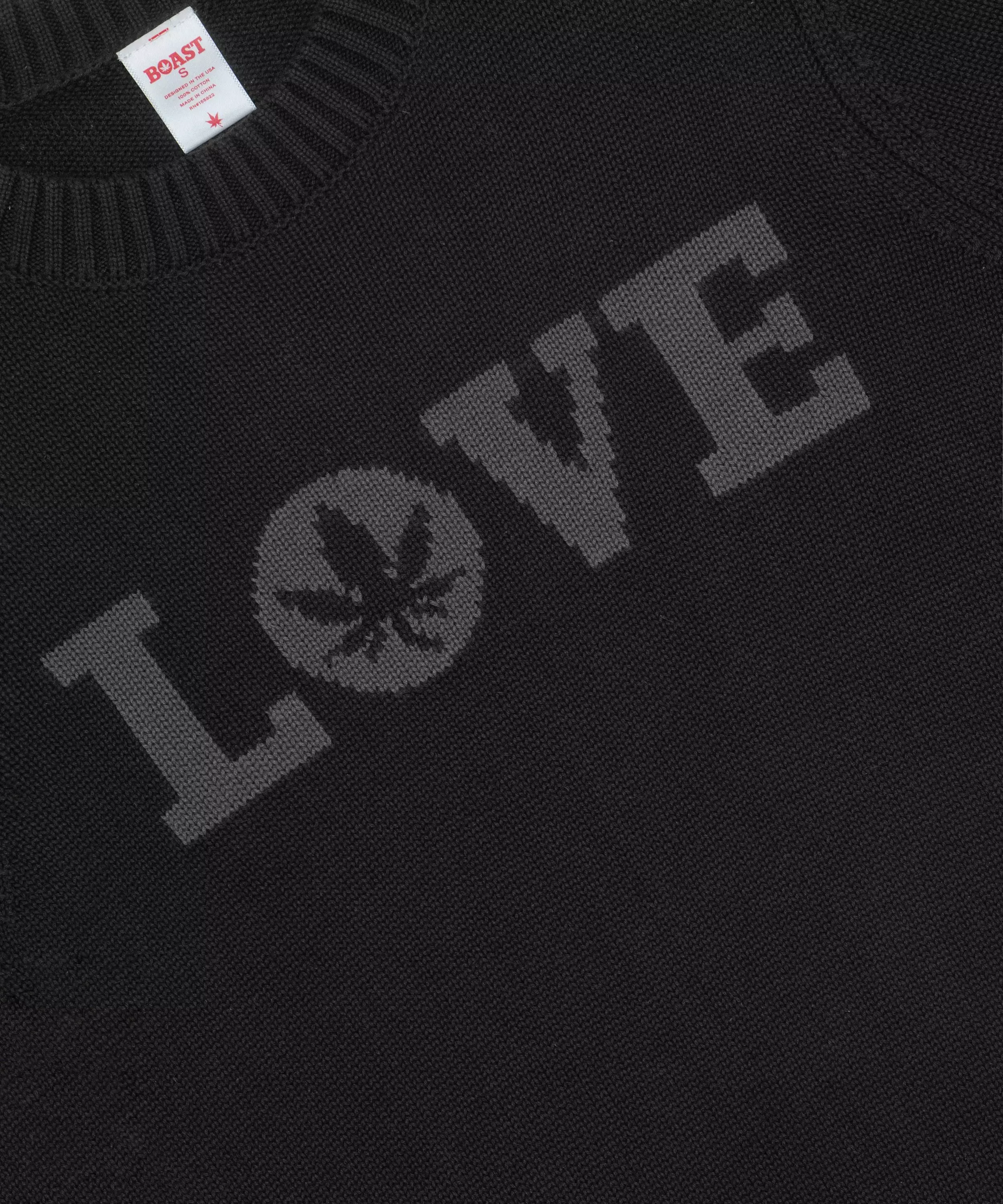 Boast Women's Intarsia "LOVE" Sweater - Black - BLACK