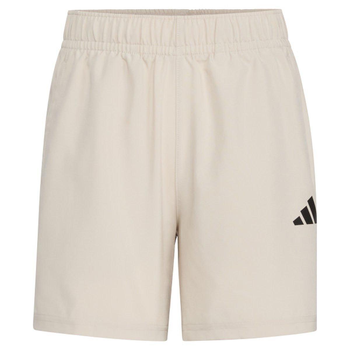 adidas Big Boys' Elastic Waistband Essentials Small Logo Woven Shorts -Beige - BEIGE Thumbnail View 1