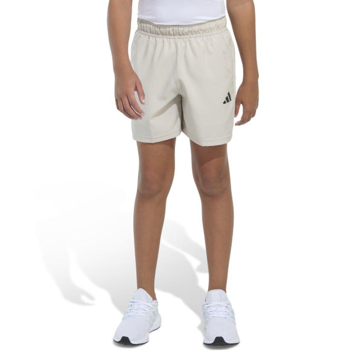 adidas Big Boys' Elastic Waistband Essentials Small Logo Woven Shorts -Beige - BEIGE Thumbnail View 4