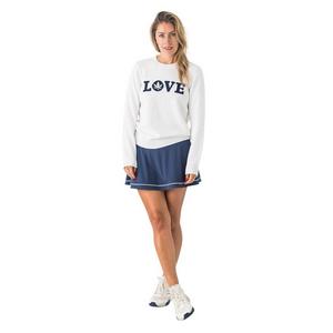 Boast Women's Intarsia "LOVE" Sweater - White/Navy - WHITE/NAVY
