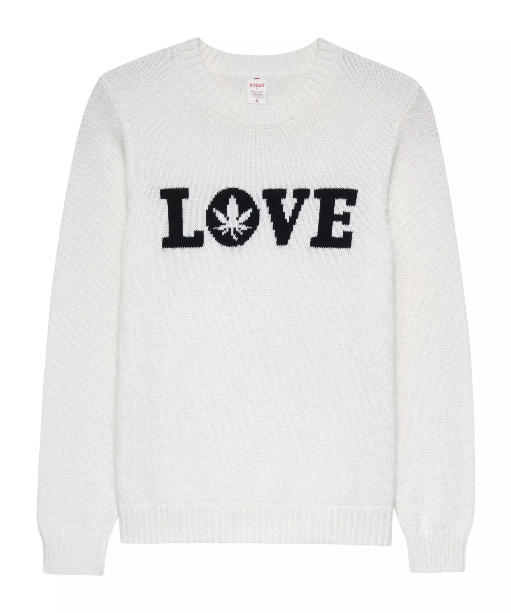 Boast Women's Intarsia "LOVE" Sweater - Ivory - IVORY