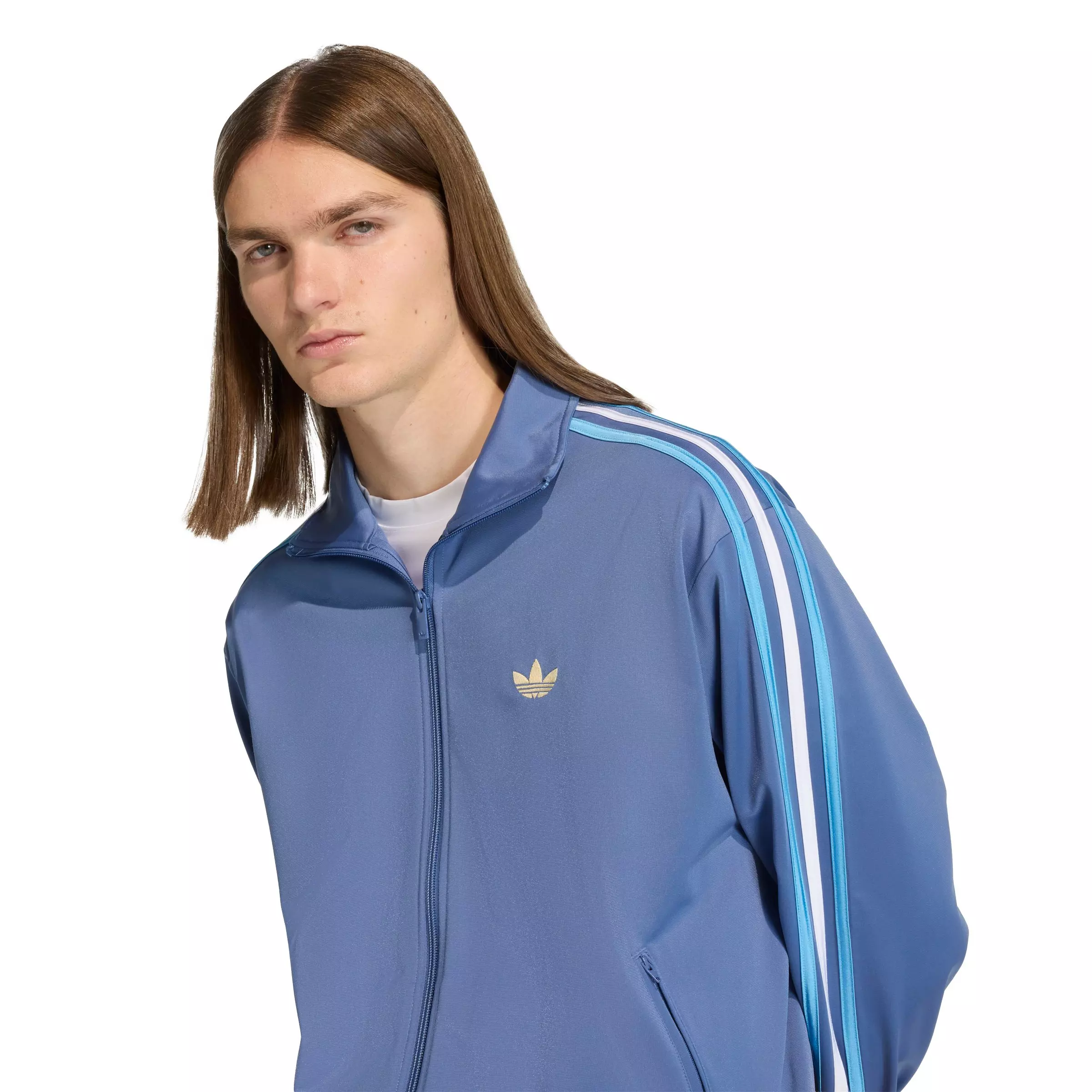 adidas Originals Men's Firebird Track Top -Blue/Lt Blue/White - BLUE/LT BLUE/WHITE