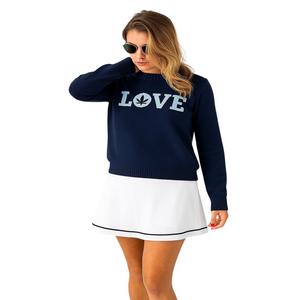 Boast Women's Intarsia "LOVE" Sweater - Navy/Lt Blue - NAVY/LT BLUE