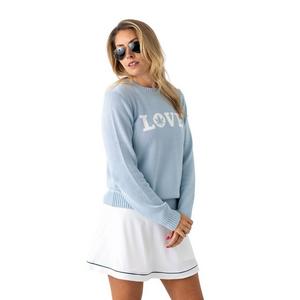Boast Women's Intarsia "LOVE" Sweater - Lt Blue - LT BLUE