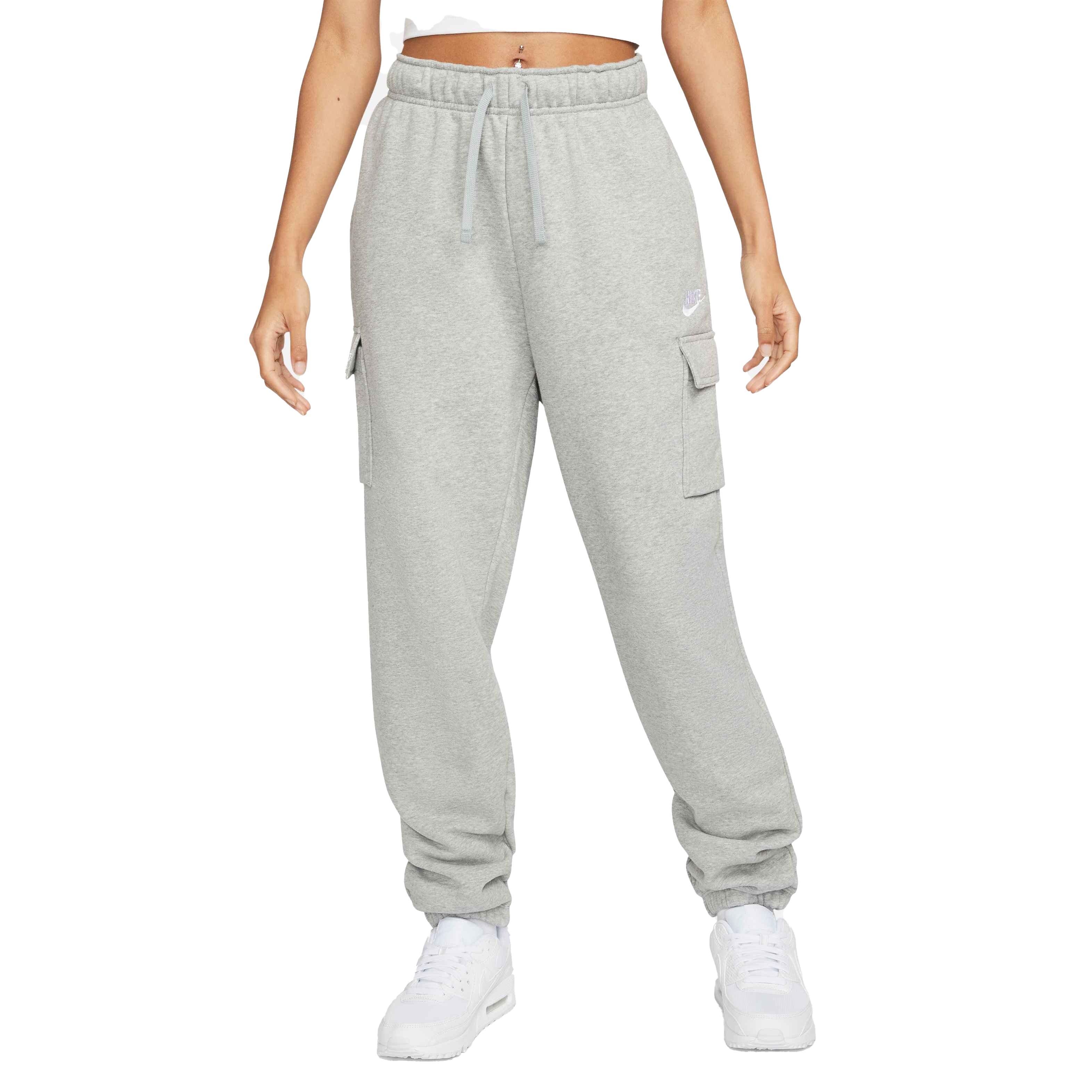 Nike Women's Sportswear Club Fleece Mid-Rise Cargo Pants - GREY Thumbnail View 1