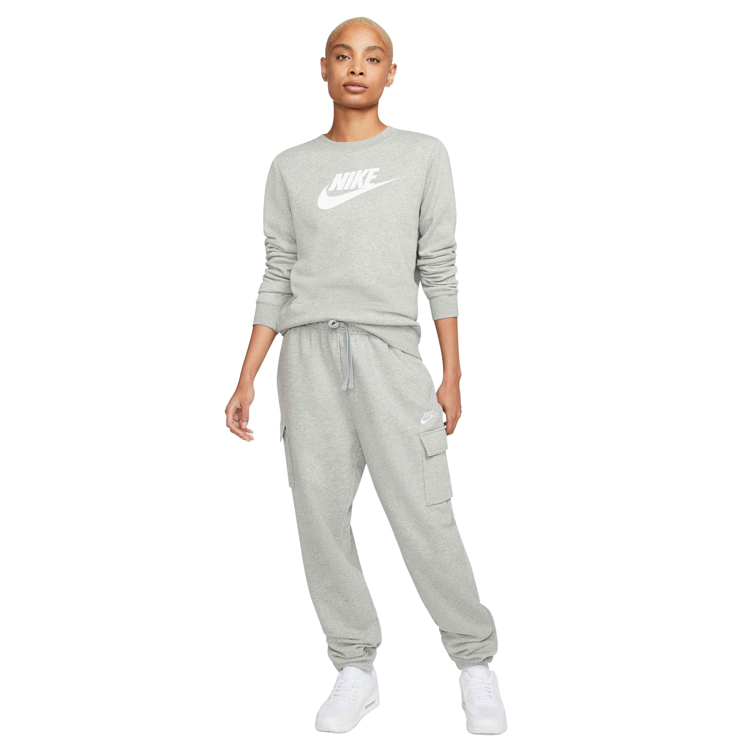 Nike Women's Sportswear Club Fleece Mid-Rise Cargo Pants - GREY Thumbnail View 6