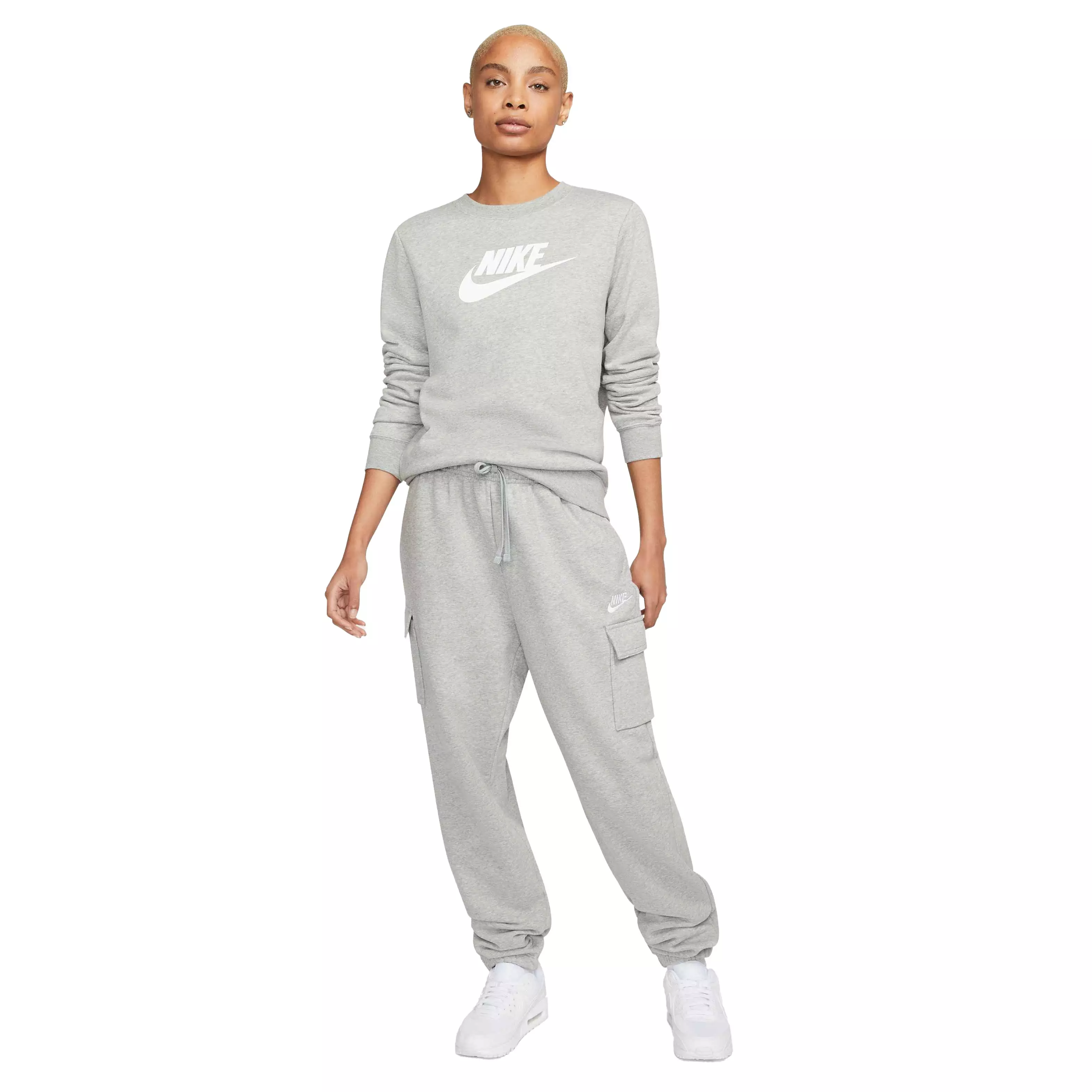 Nike Women's Sportswear Club Fleece Mid-Rise Cargo Pants - GREY