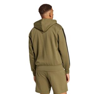 adidas Men's Essentials 3-Stripes Fleece Hoodie -Olive/Black
