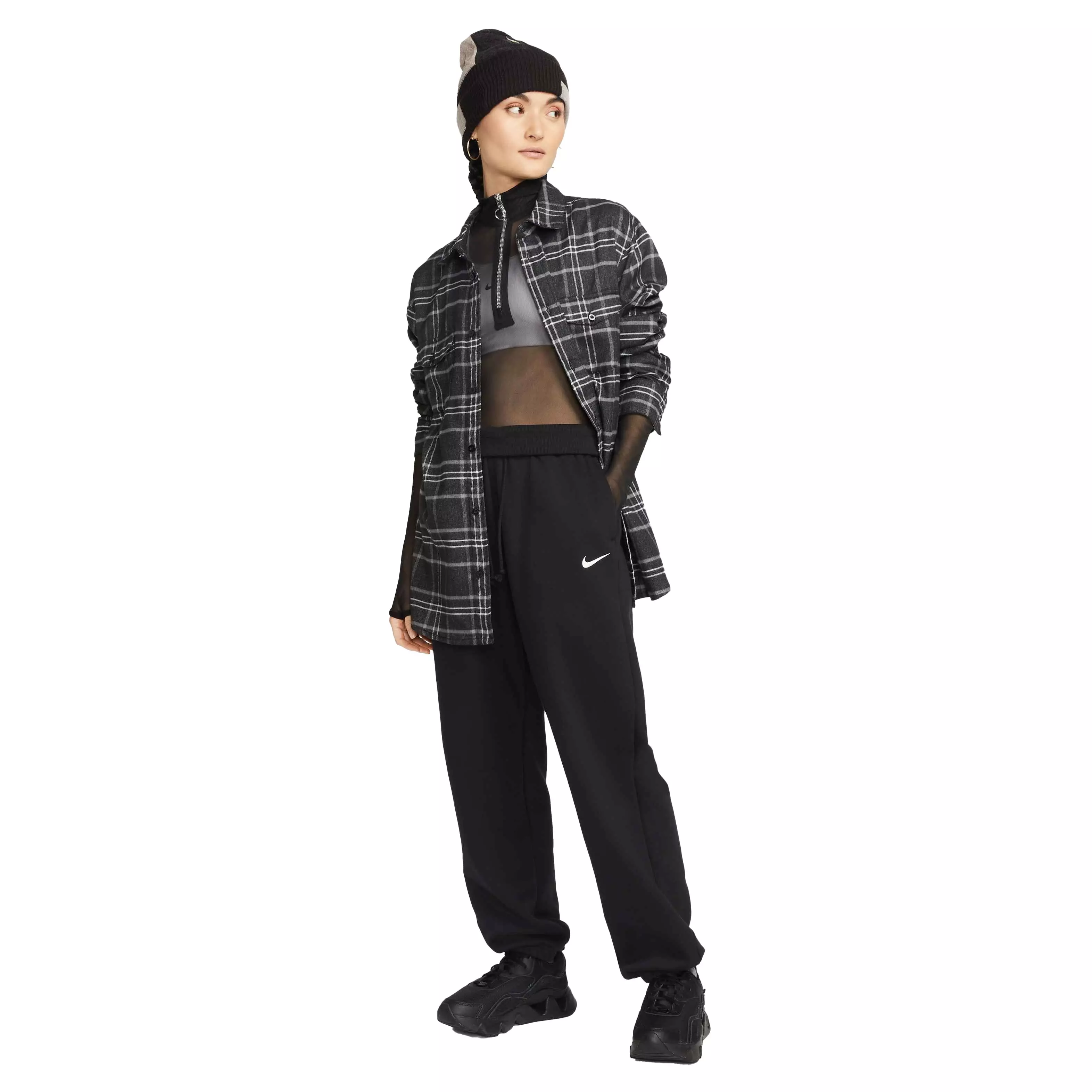 Nike Women's Sportswear Phoenix Fleece High-Waisted Oversized Sweatpants - BLACK