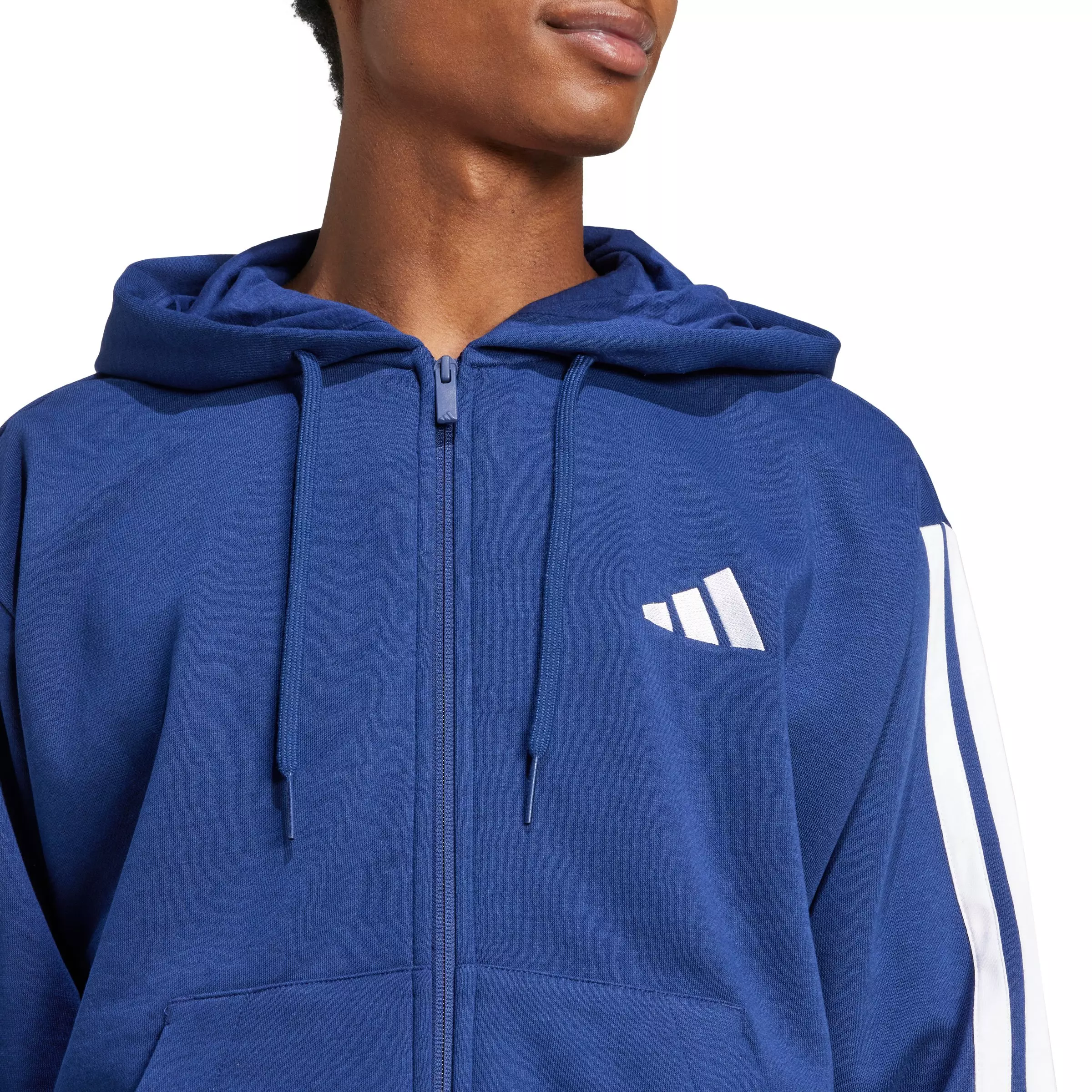 adidas Men's Essentials 3-Stripes Fleece Hoodie - Dk Blue/White - DK BLUE/WHITE