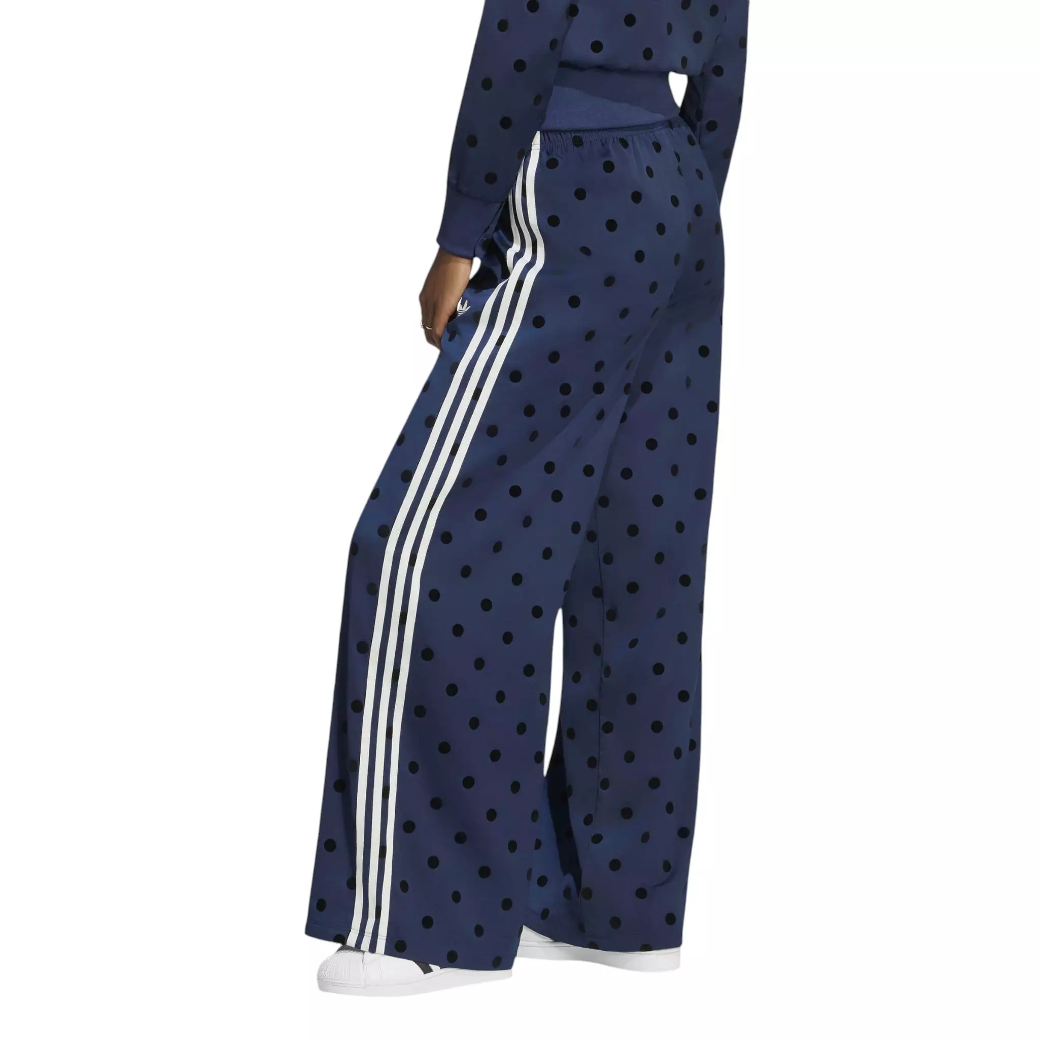 adidas Originals Women's Satin Polka Dots Wide Leg Pant - Indigo - INDIGO