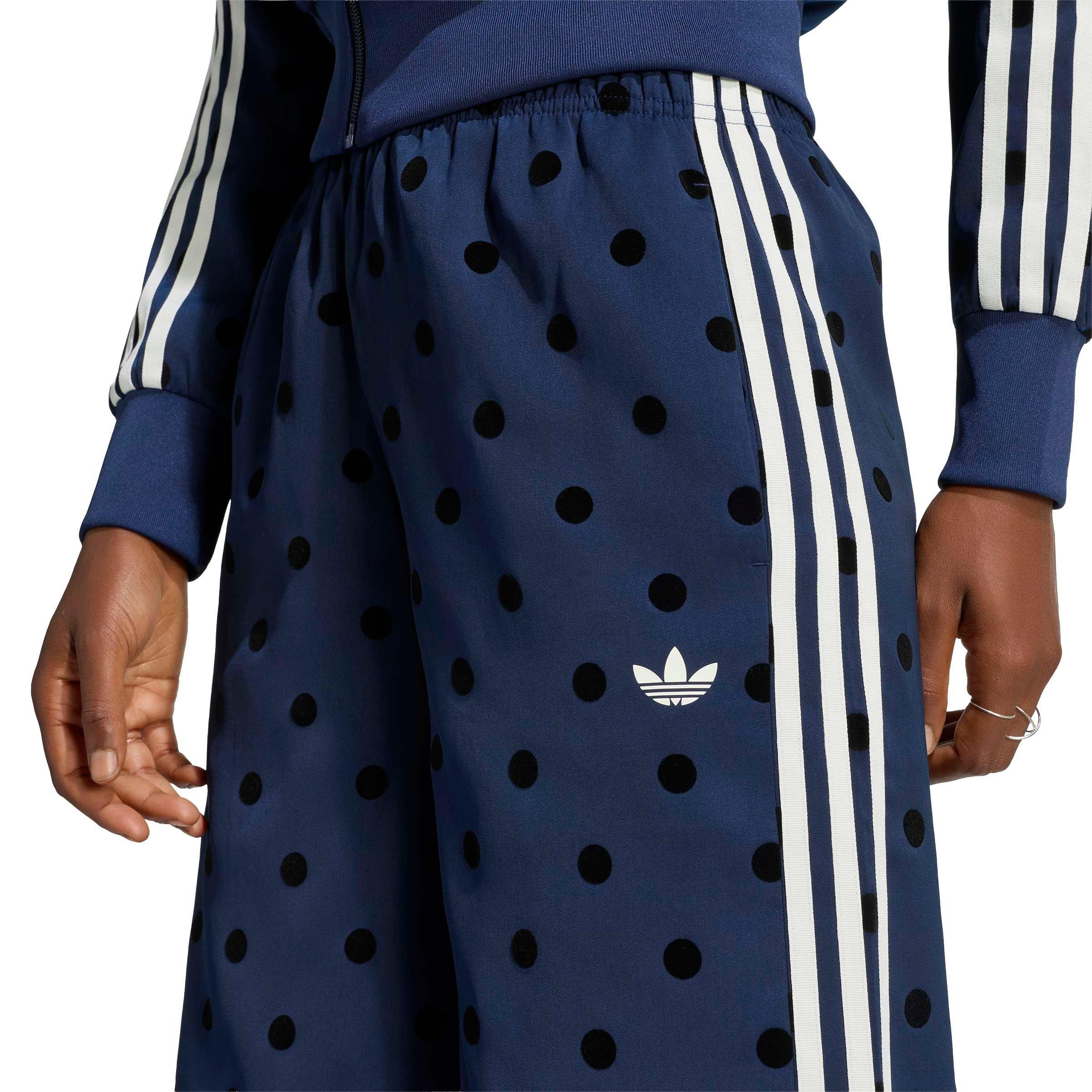 adidas Originals Women's Satin Polka Dots Wide Leg Pant - Indigo - INDIGO