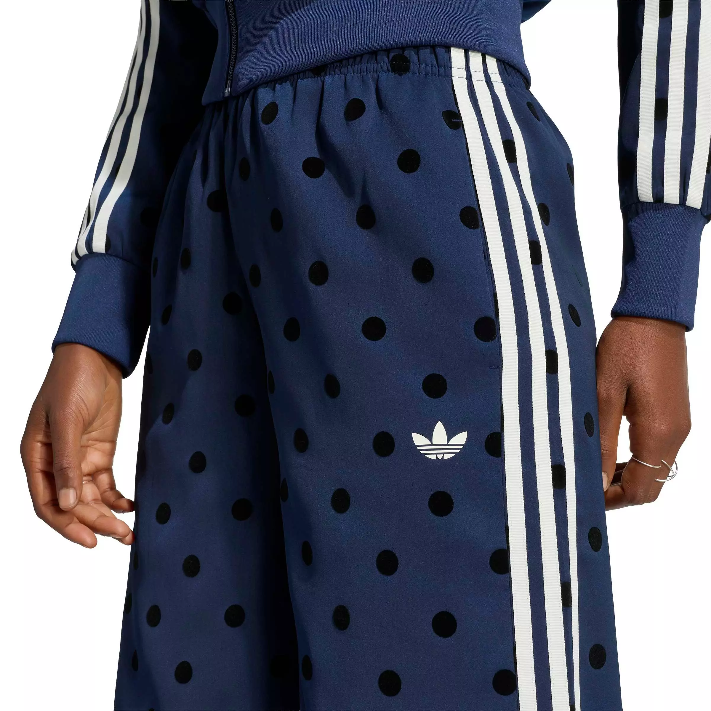 adidas Originals Women's Satin Polka Dots Wide Leg Pant - Indigo - INDIGO