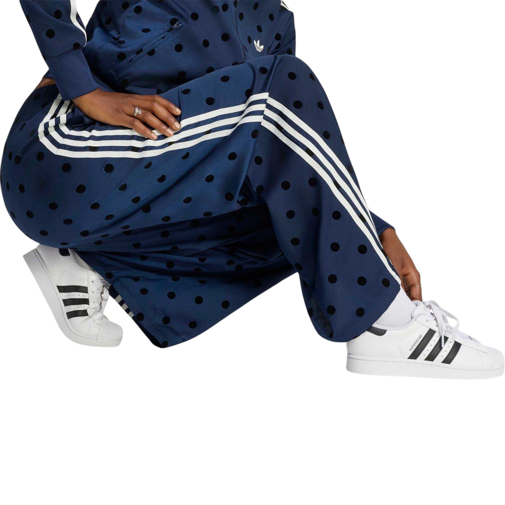 adidas Originals Women's Satin Polka Dots Wide Leg Pant - Indigo - INDIGO