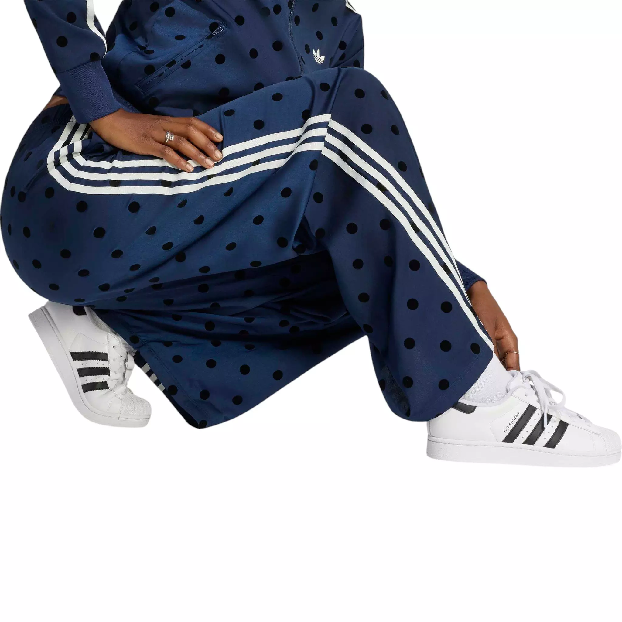 adidas Originals Women's Satin Polka Dots Wide Leg Pant - Indigo - INDIGO