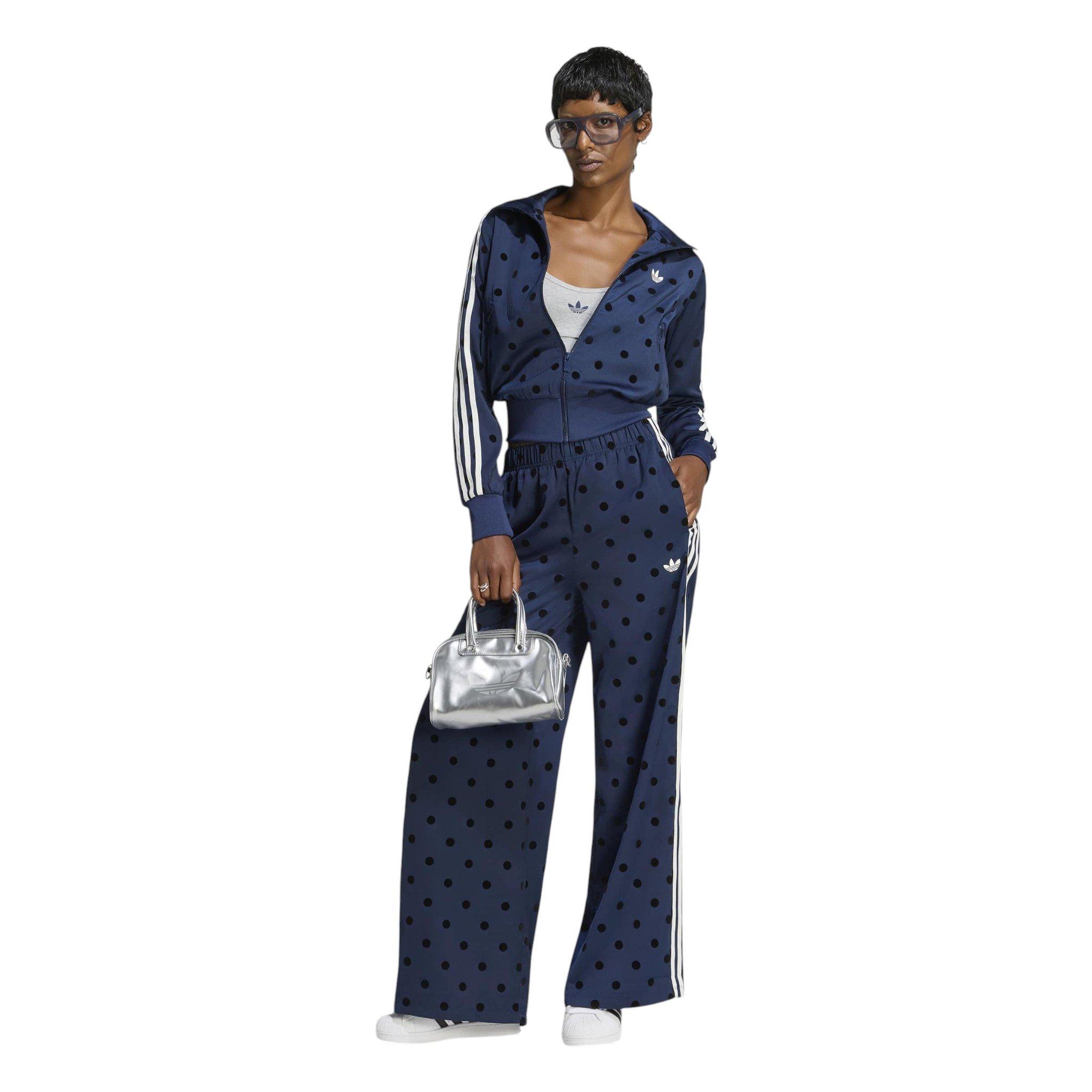 adidas Originals Women's Satin Polka Dots Wide Leg Pant - Indigo - INDIGO