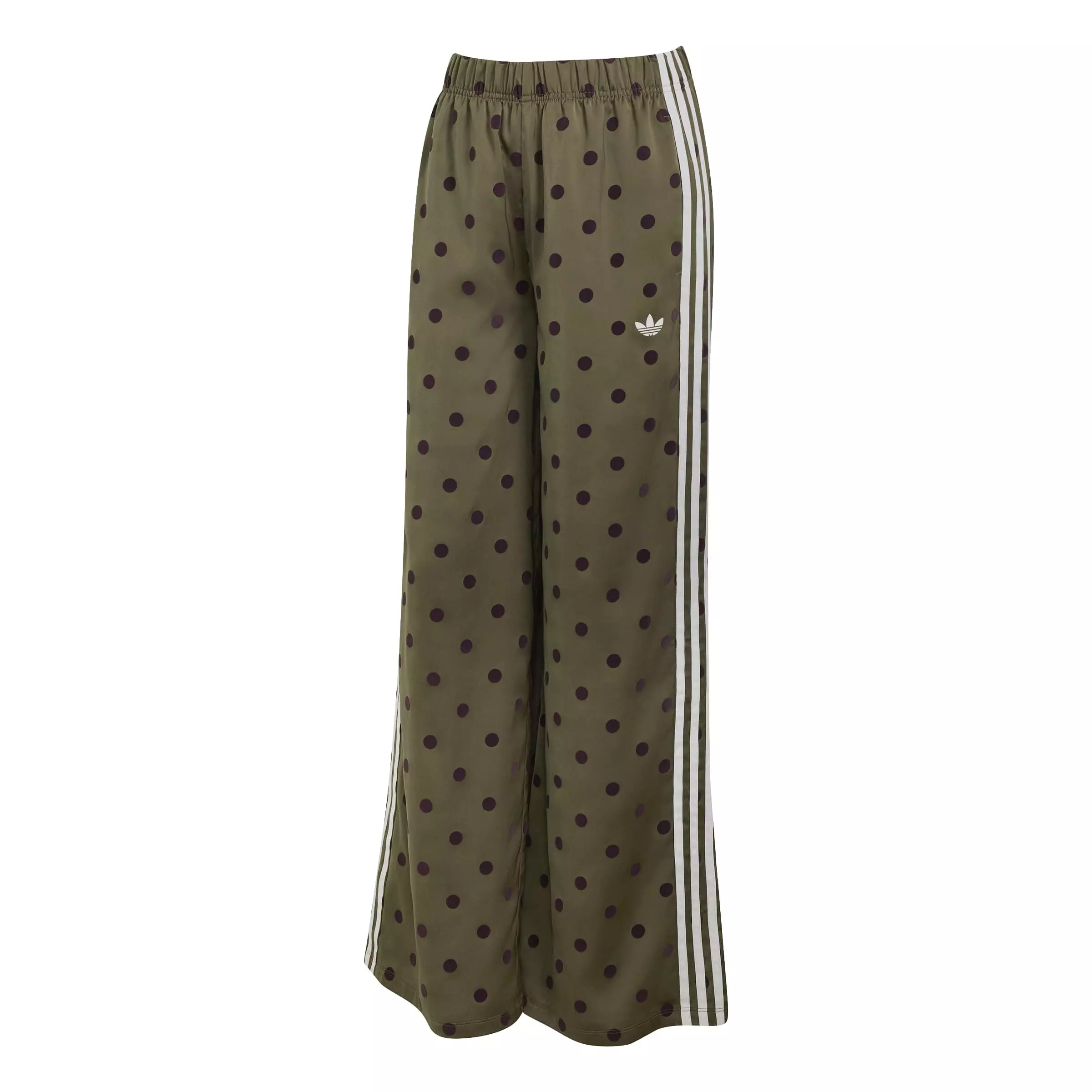 adidas Originals Women's Satin Polka Dots Wide Leg Pant -Olive - OLIVE