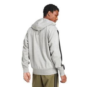 adidas Men's Essentials 3-Stripes Fleece Hoodie -Grey/Black