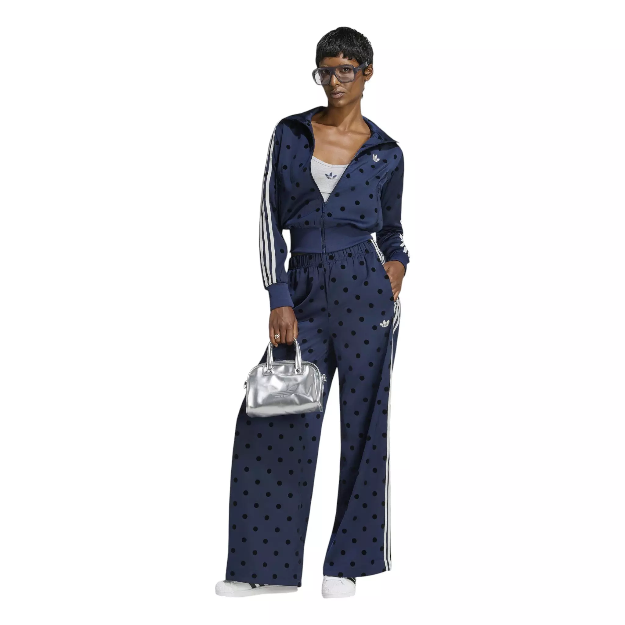 adidas Originals Women's Satin Polka Dots TT Track Top - Indigo - INDIGO