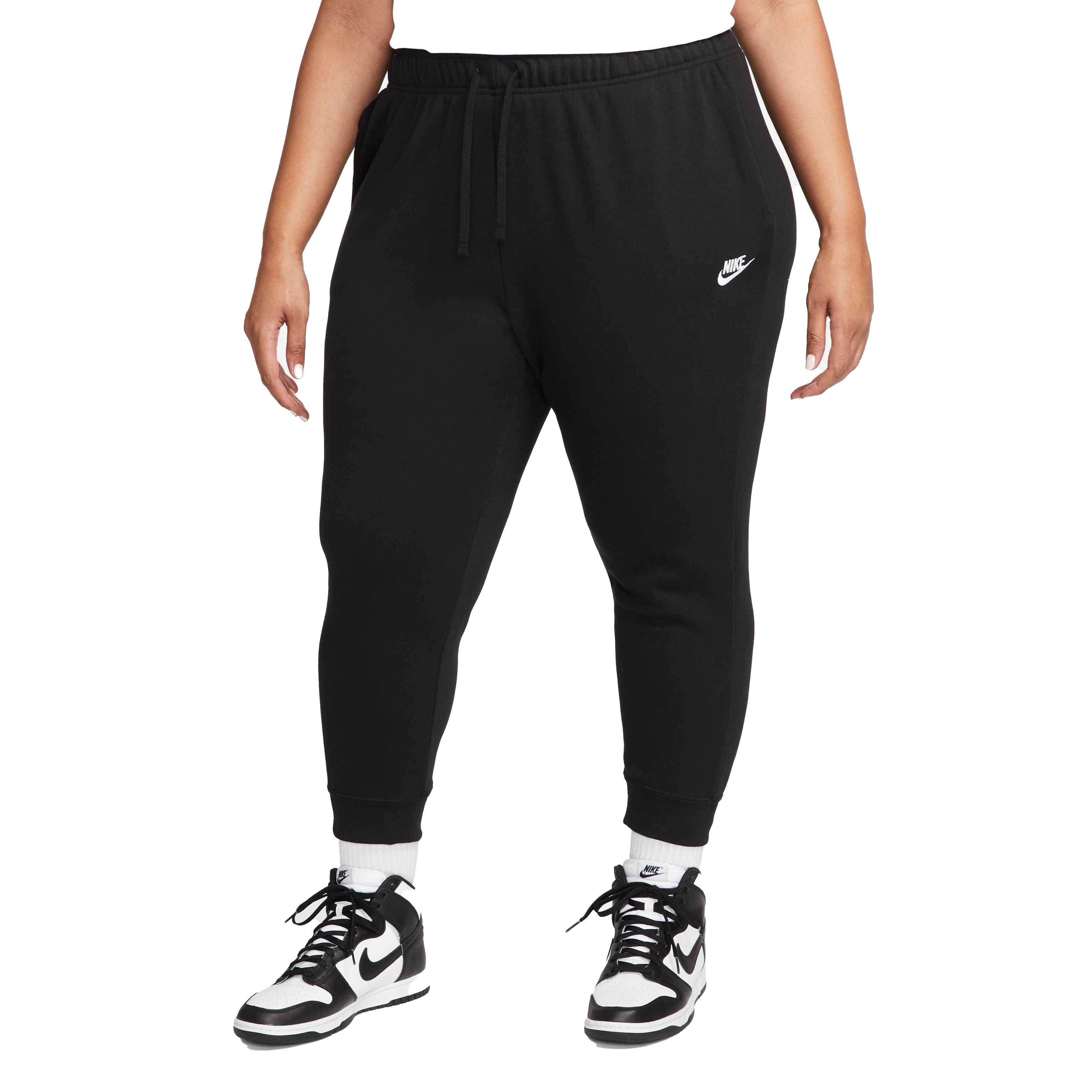 Nike Women's Sportswear Mid-Rise Club Fleece Joggers - BLACK Thumbnail View 1
