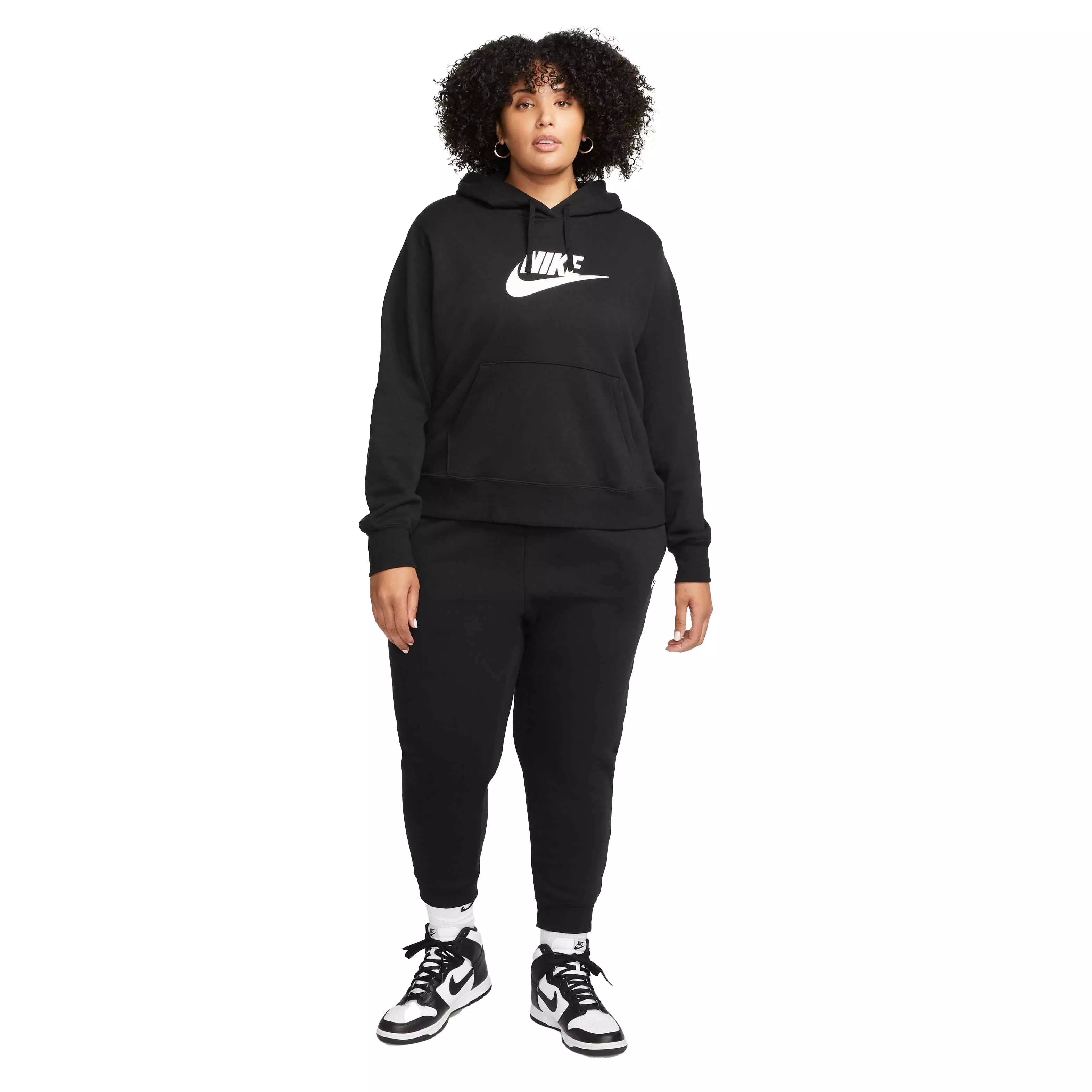 Nike Women's Sportswear Mid-Rise Club Fleece Joggers - BLACK