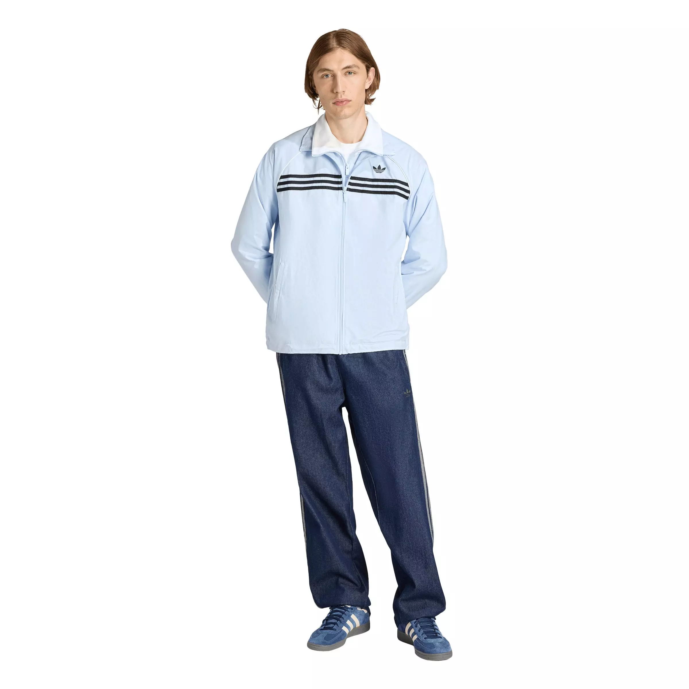 adidas Originals Men's Chest Stripes Track Top - Lt Blue - LT BLUE
