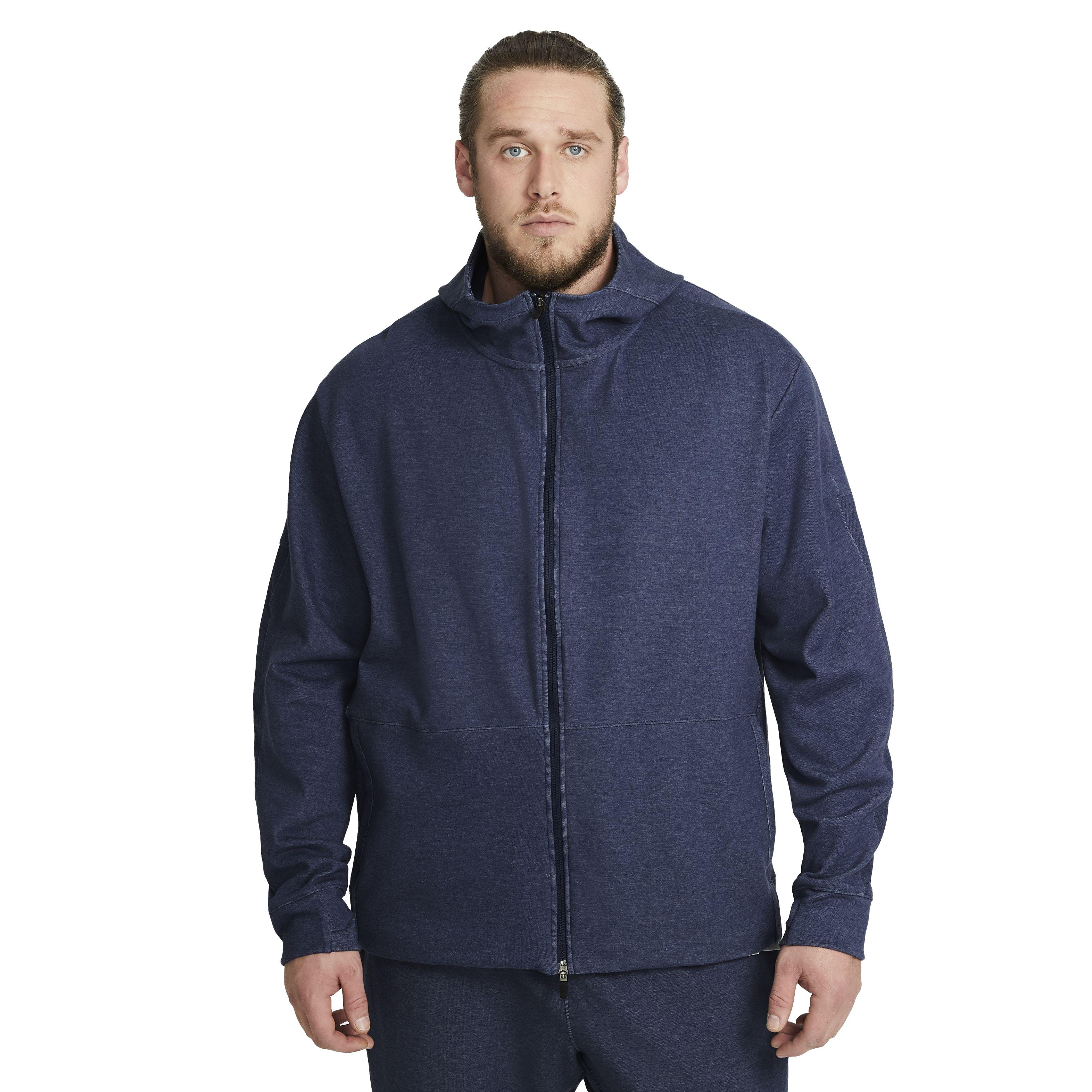 Nike Men's Yoga Full-Zip Hoodie - NAVY Thumbnail View 4