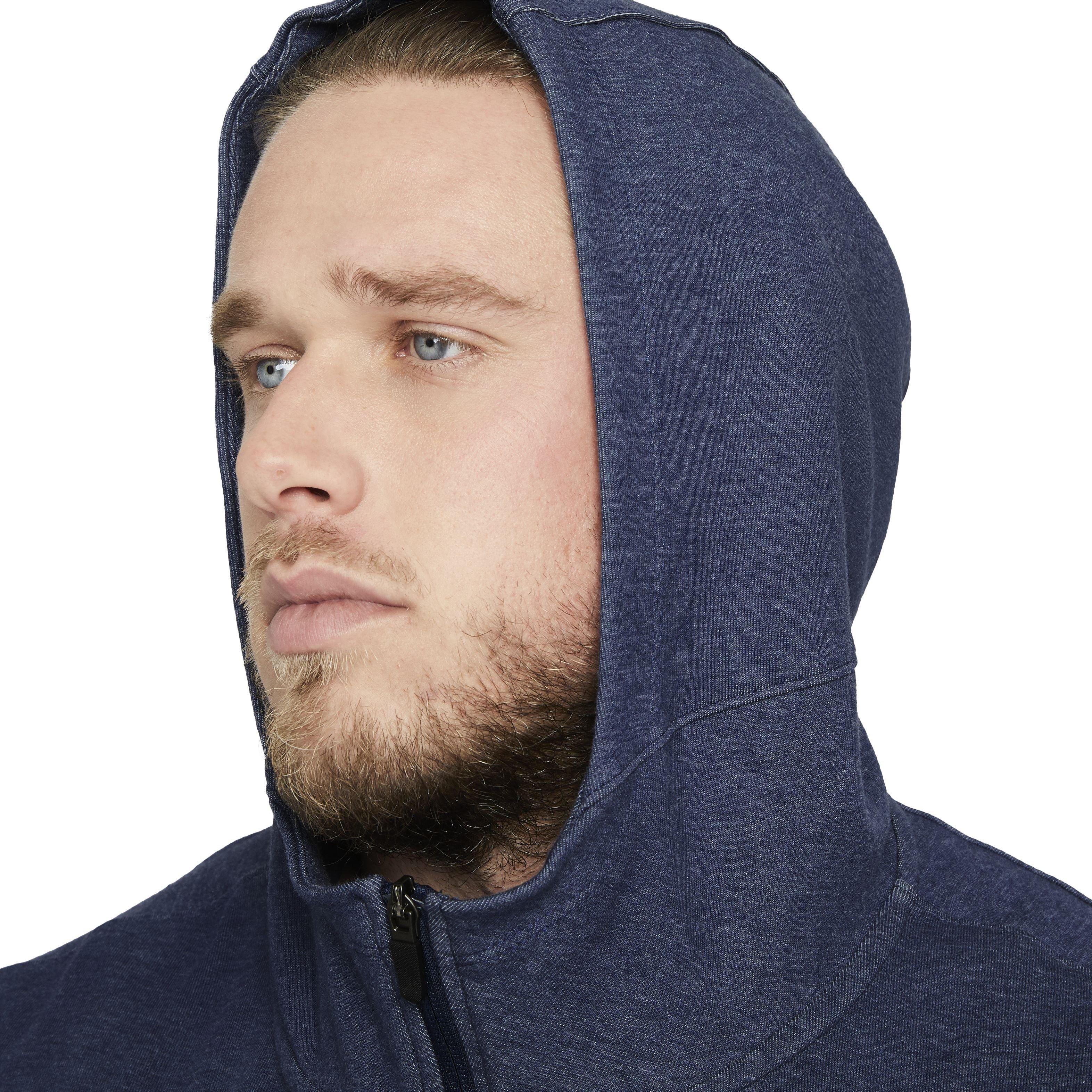 Nike Men's Yoga Full-Zip Hoodie - NAVY Thumbnail View 6