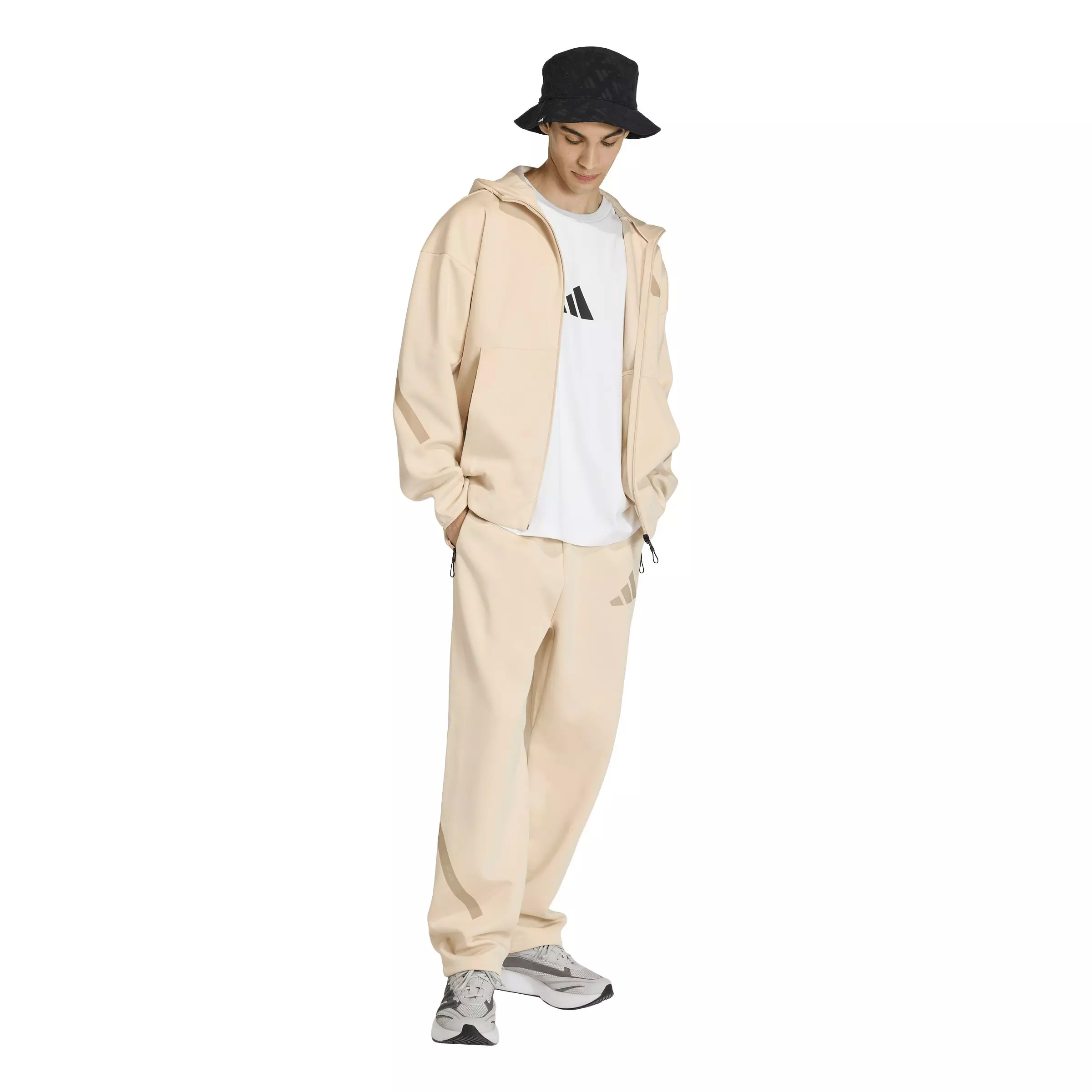 adidas Men's Z.N.E. Full-Zip Hooded Track Jacket -Cream - CREAM