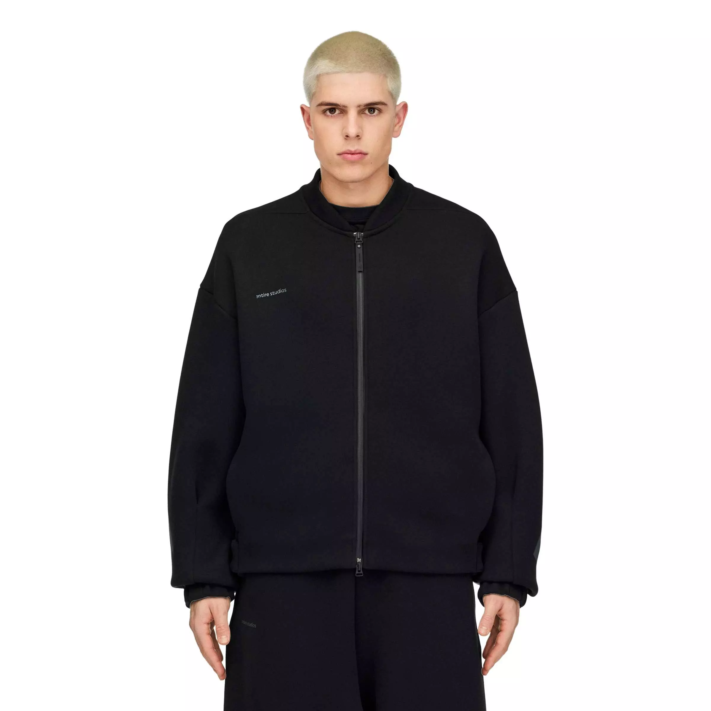 adidas Men's x entire studios Z.N.E. Uniform Full Zip Knit Track Top - BLACK