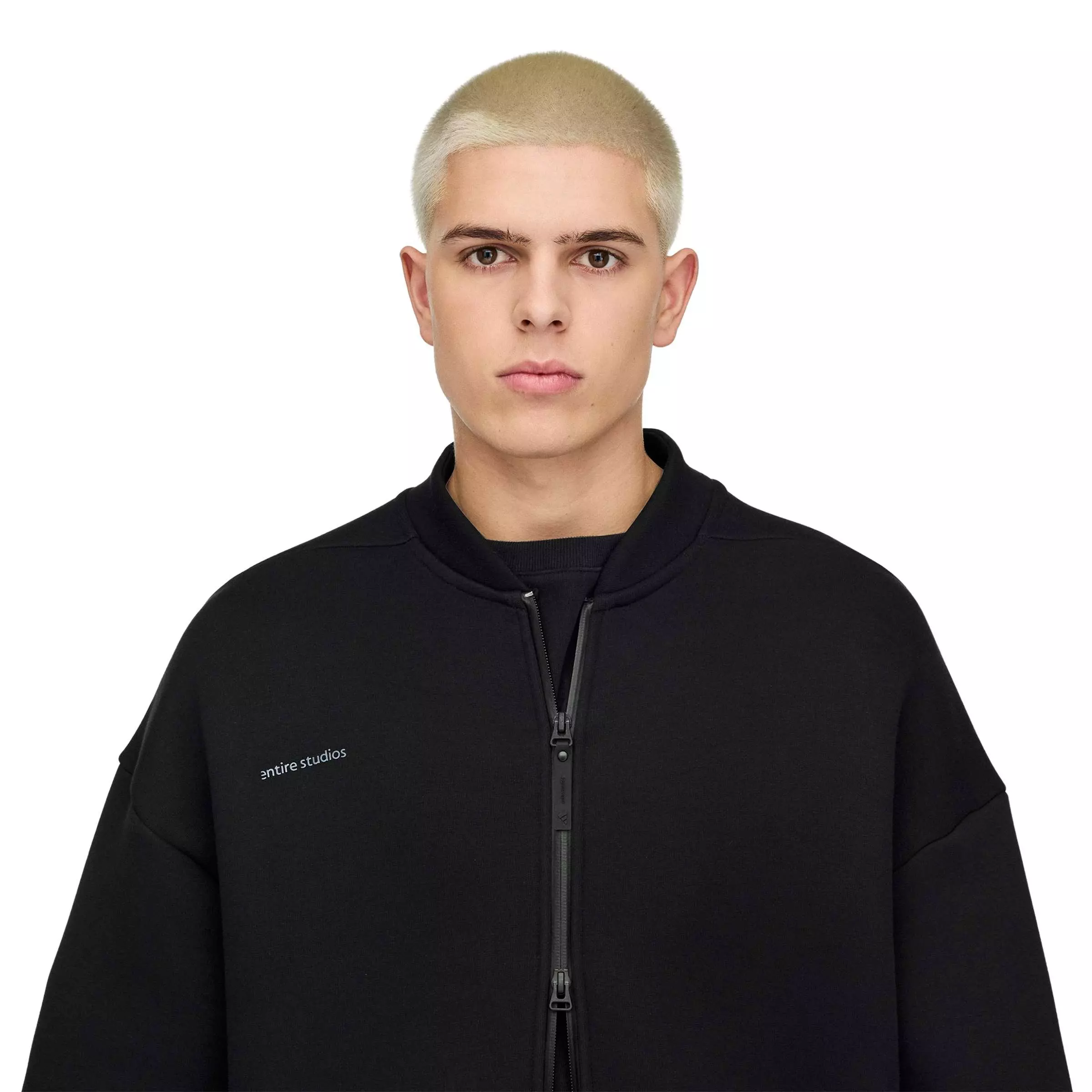 adidas Men's x entire studios Z.N.E. Uniform Full Zip Knit Track Top - BLACK