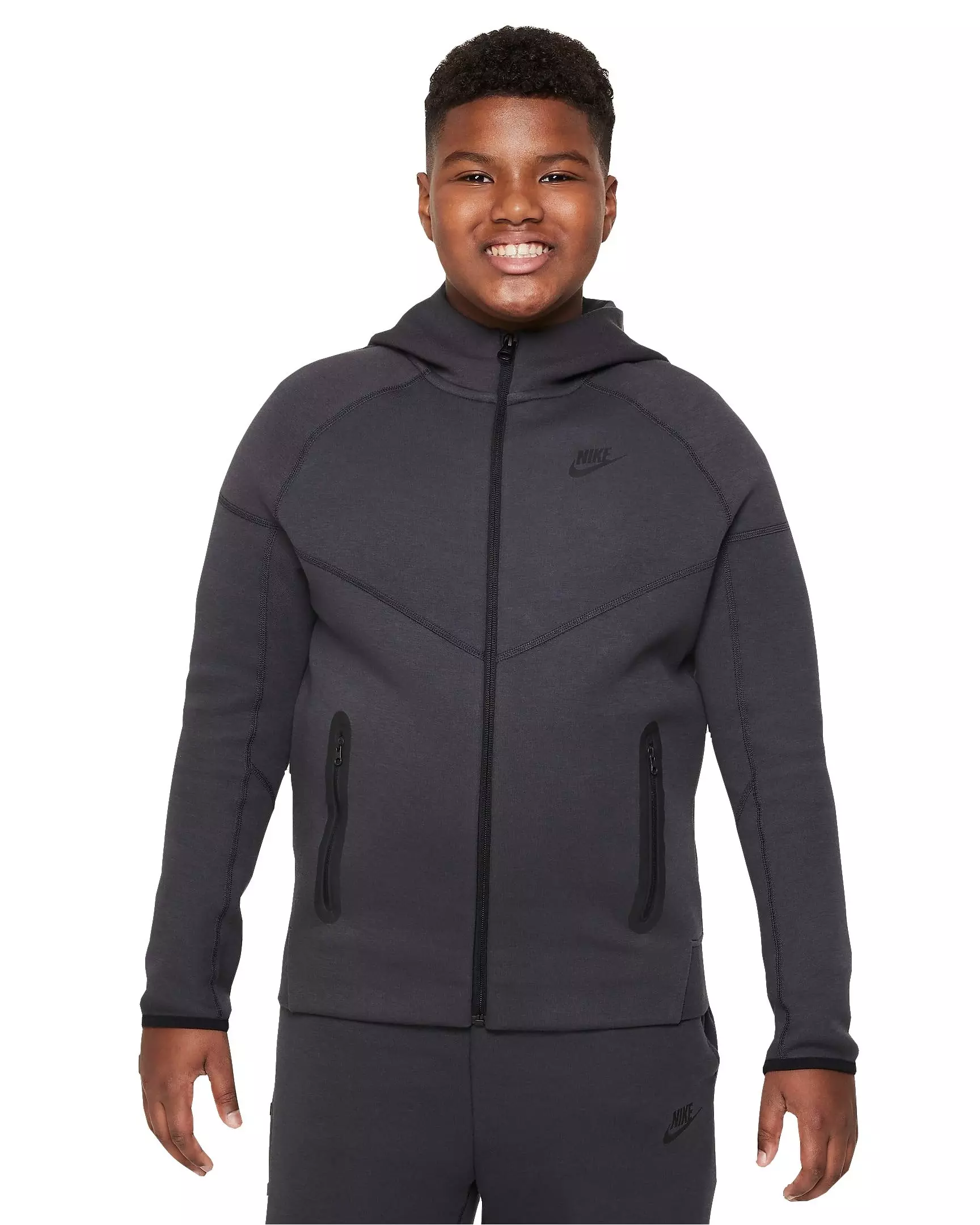 Nike Big Boys' Sportswear Tech Fleece Full-Zip Jacket - Dark Grey - DARK GREY