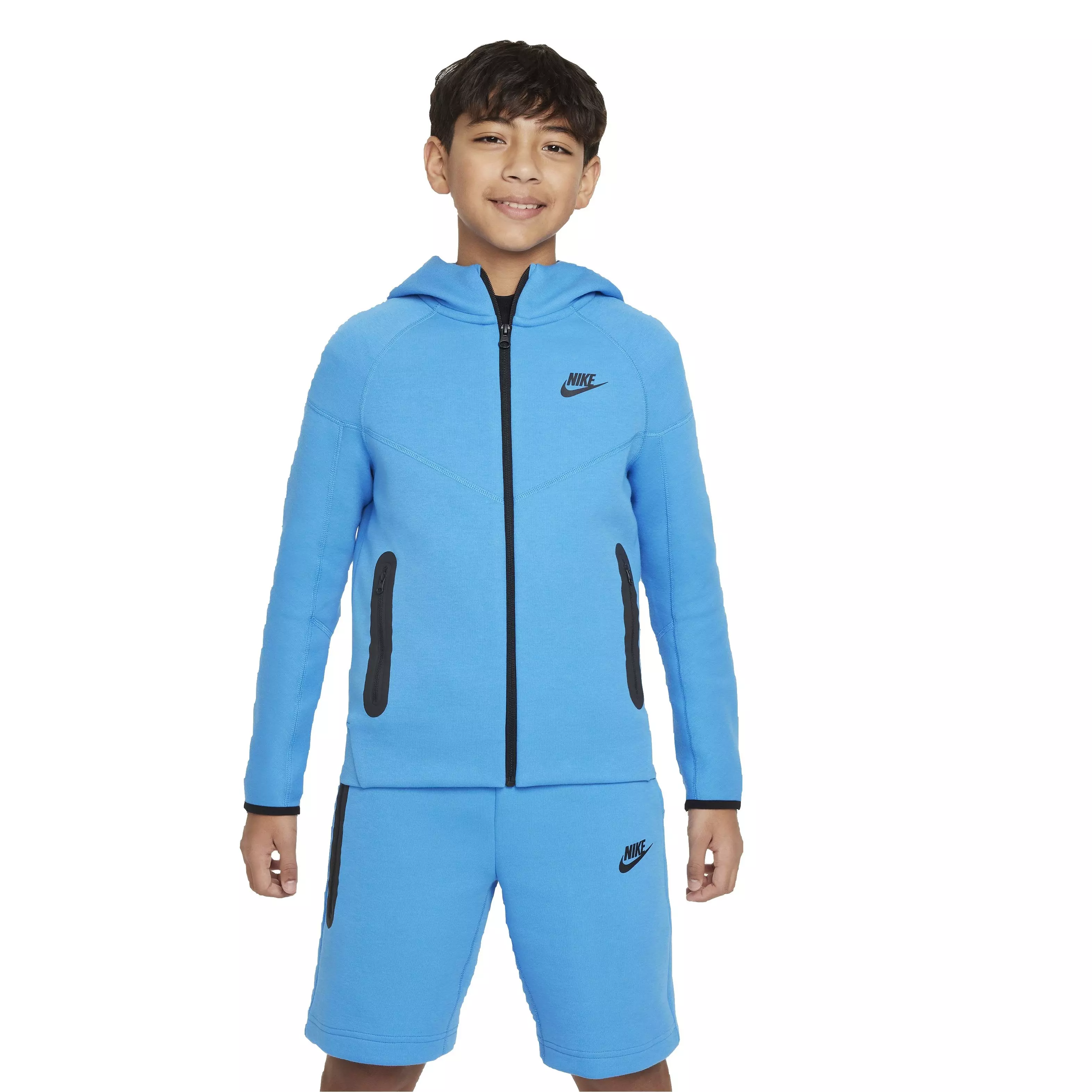 Nike Big Boys' Sportswear Full-Zip Tech Fleece Jacket - Blue - BLUE