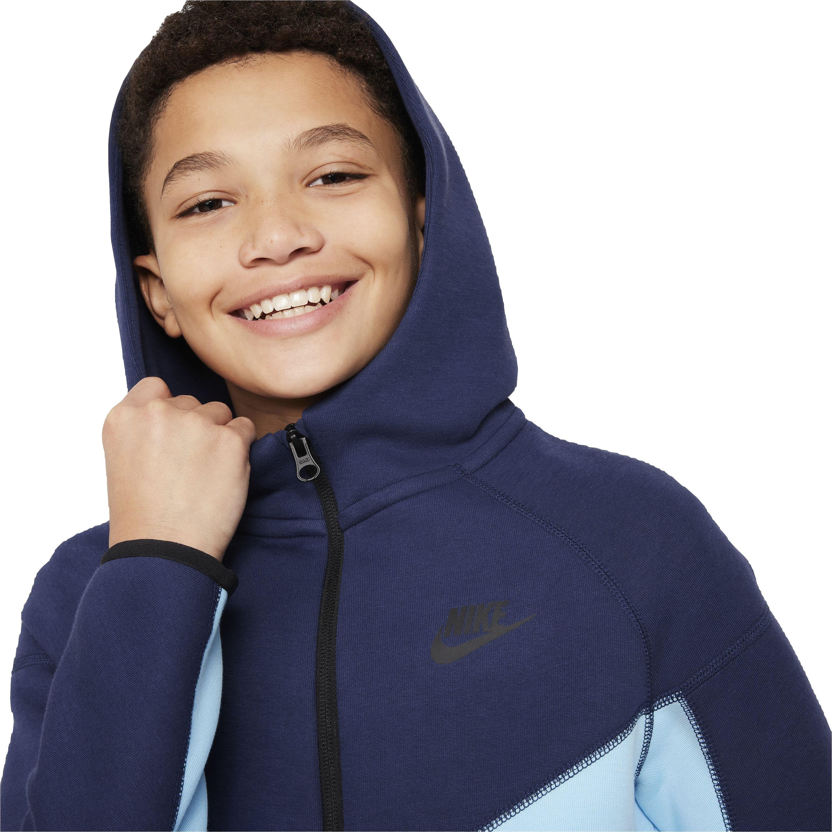 Nike Big Boys' Sportswear Full-Zip Tech Fleece Jacket - Navy/Blue - NAVY/BLUE Thumbnail View 3