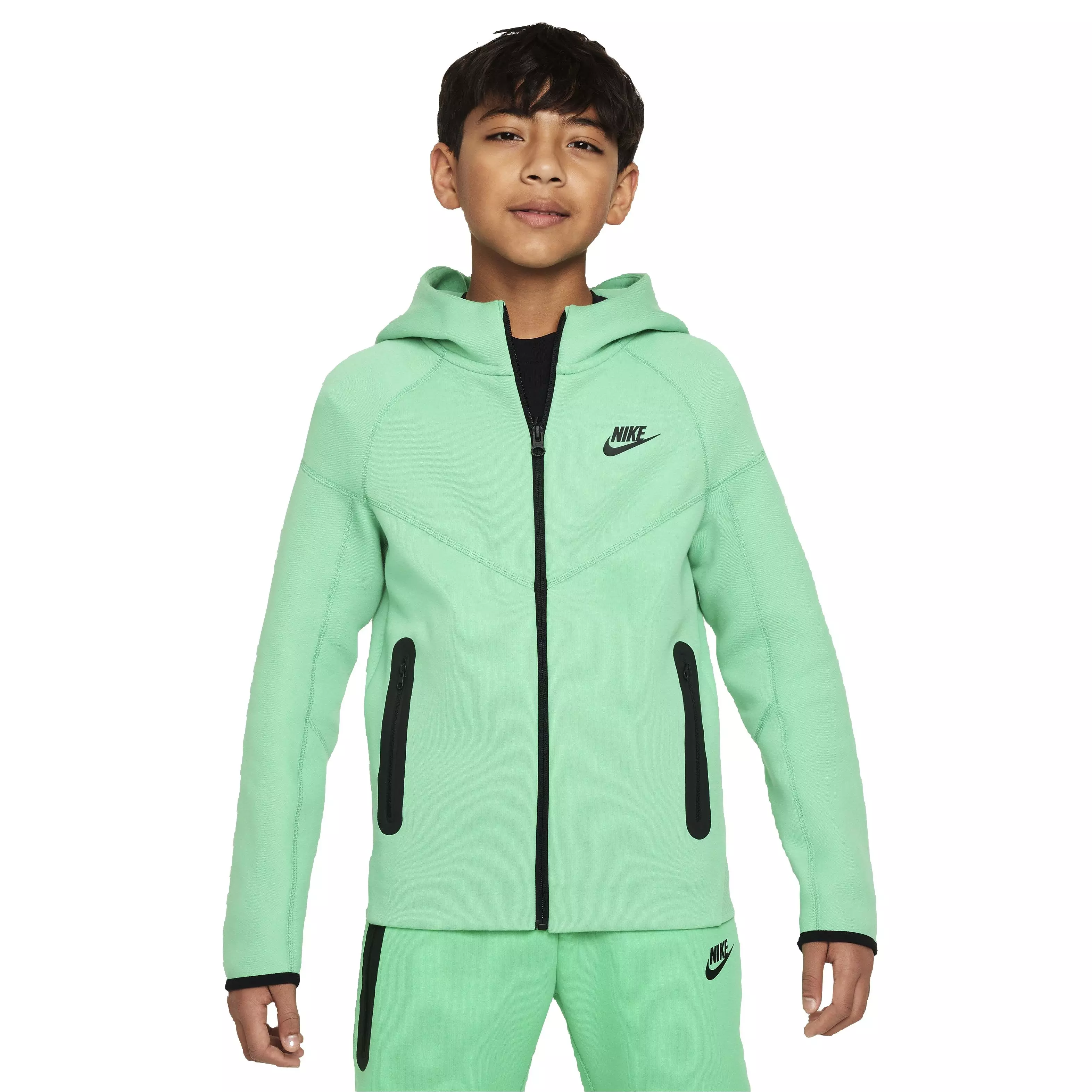 Nike Big Boys' Sportswear Full-Zip Tech Fleece Jacket - Green - GREEN