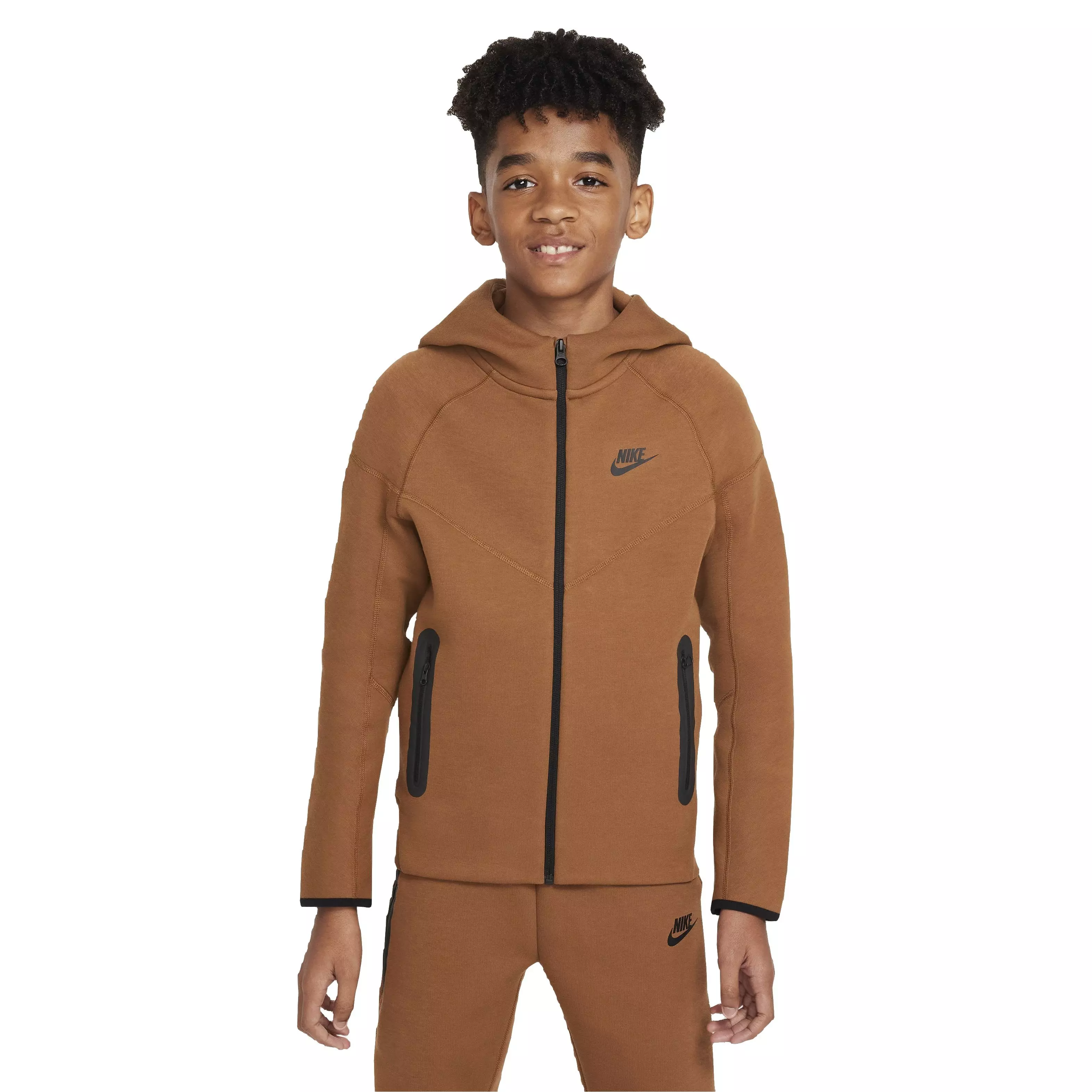 Nike Big Boys' Sportswear Full-Zip Tech Fleece Jacket - Tan - TAN