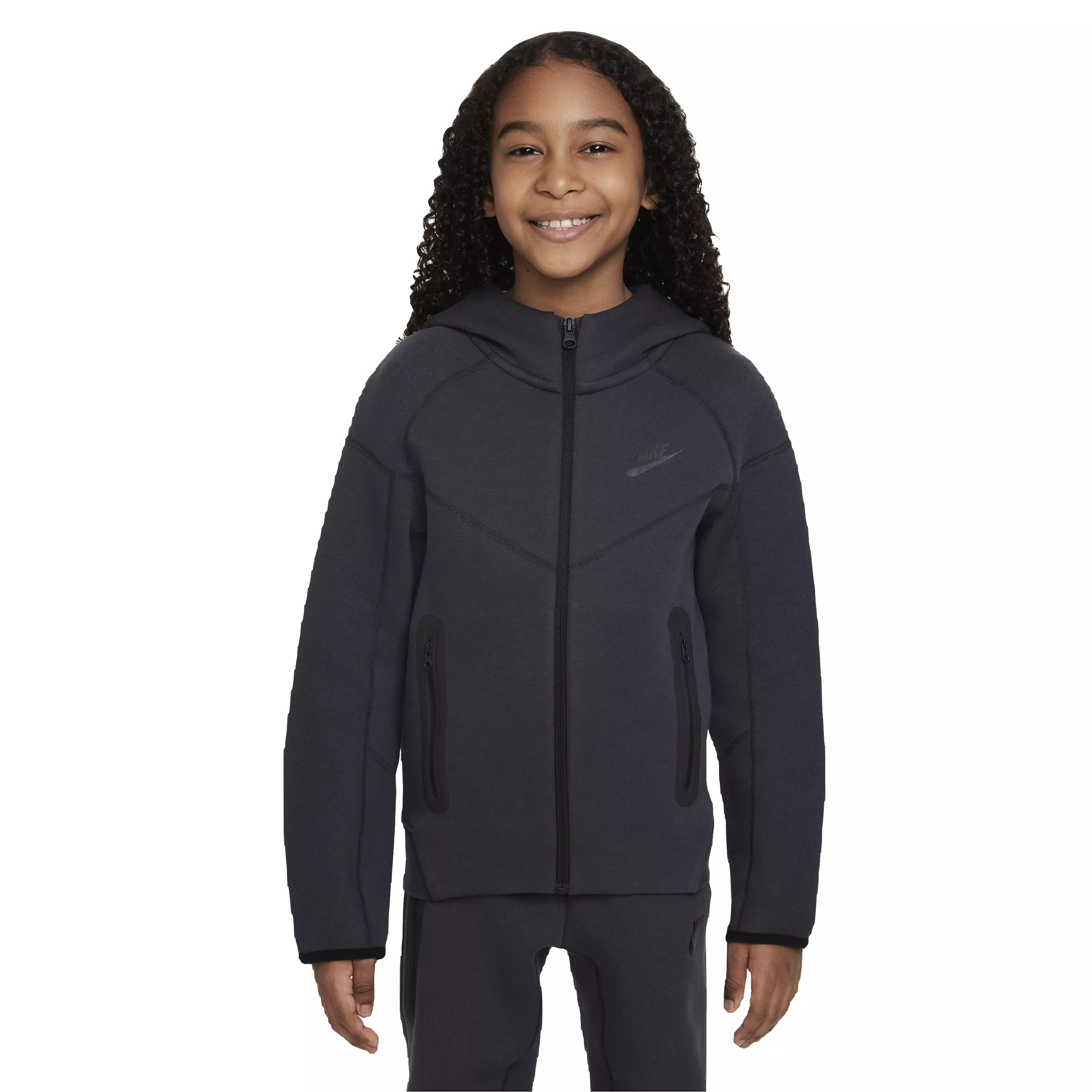 Nike Big Boys' Sportswear Full-Zip Tech Fleece Jacket - Dark Grey - DARK GREY