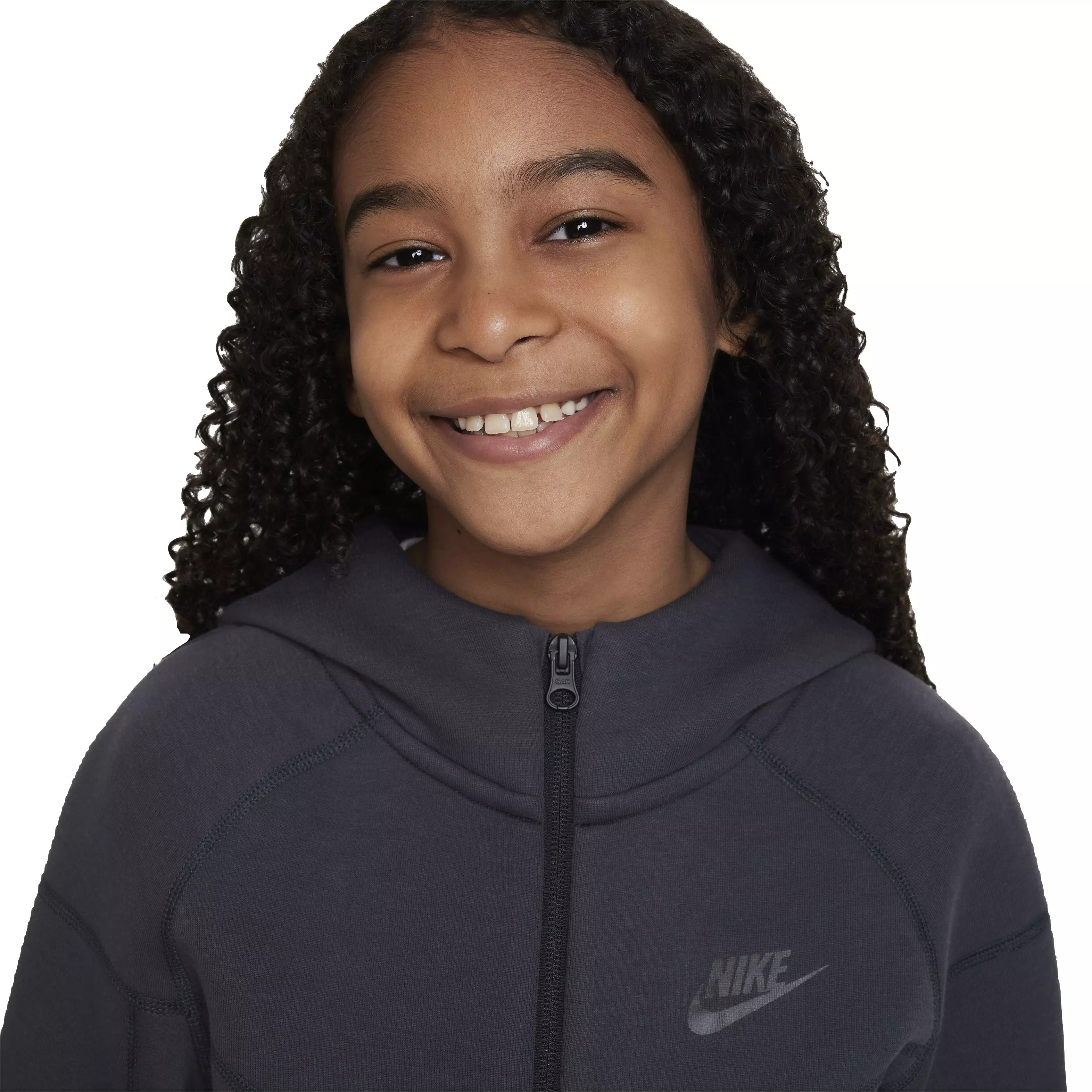 Nike Big Boys' Sportswear Full-Zip Tech Fleece Jacket - Dark Grey - DARK GREY