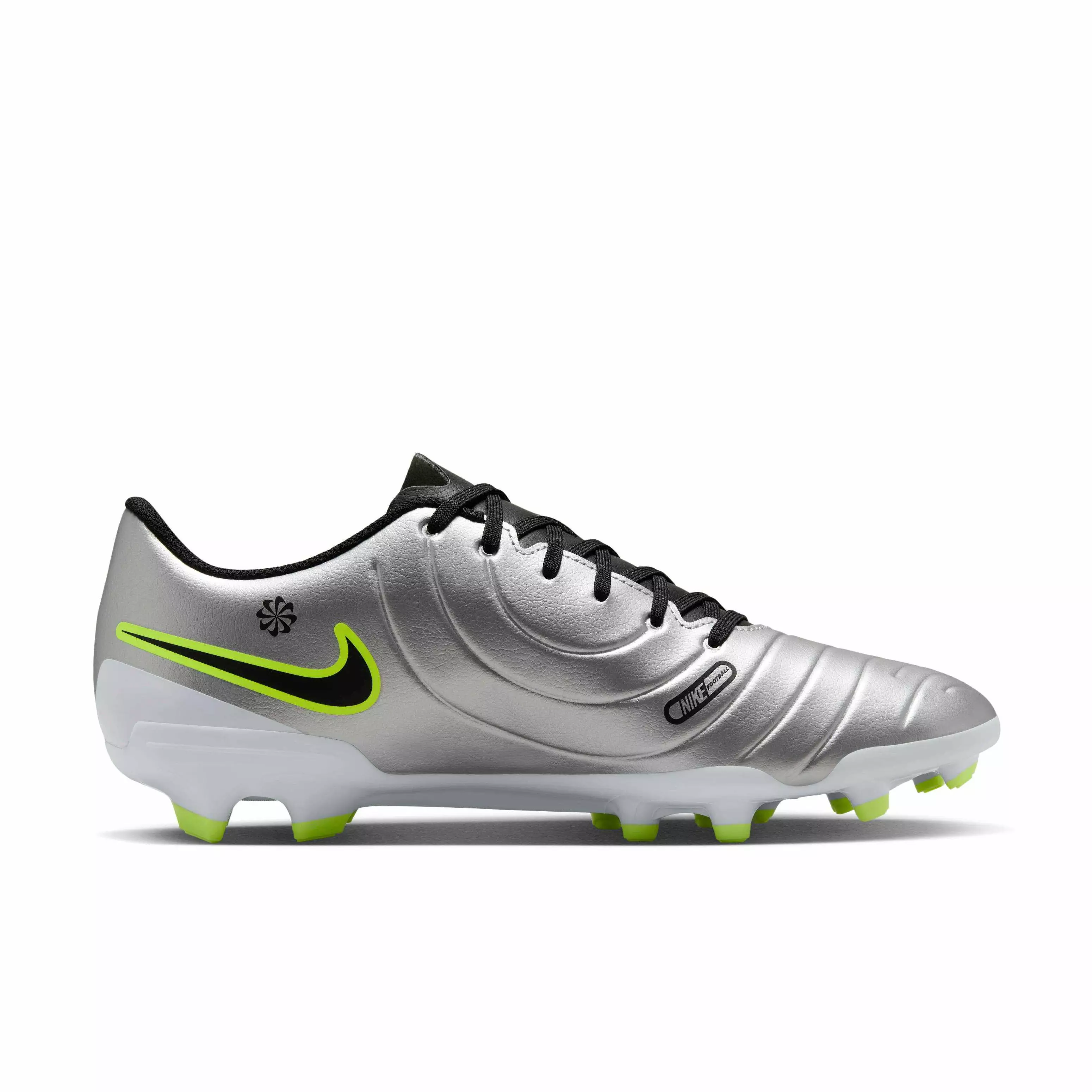 Nike Tiempo Legend 10 Club MG "Metallic Silver/Volt/Black" Men's Soccer Cleat - SILVER/VOLT/BLACK