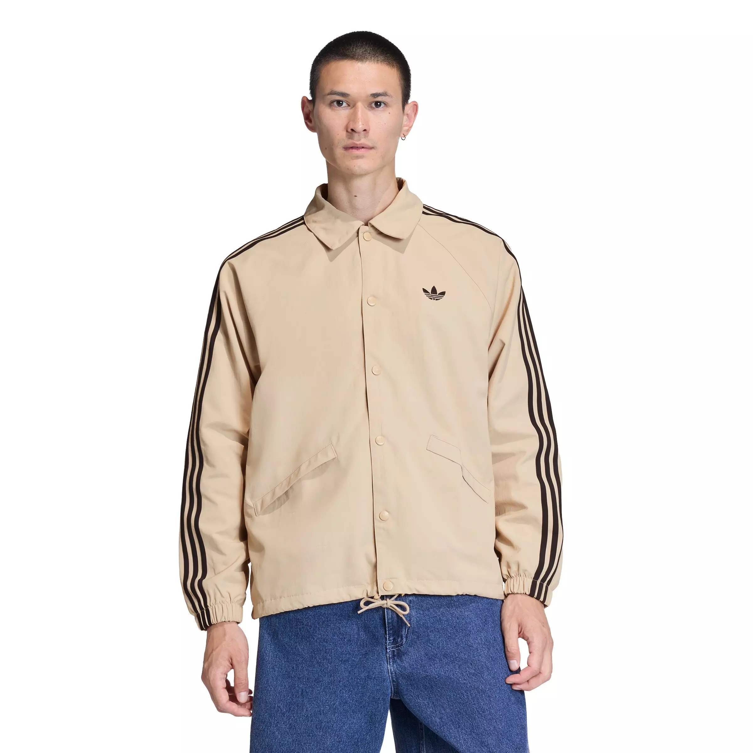 adidas Originals Men's 3-Stripes Coach Jacket -Khaki - KHAKI