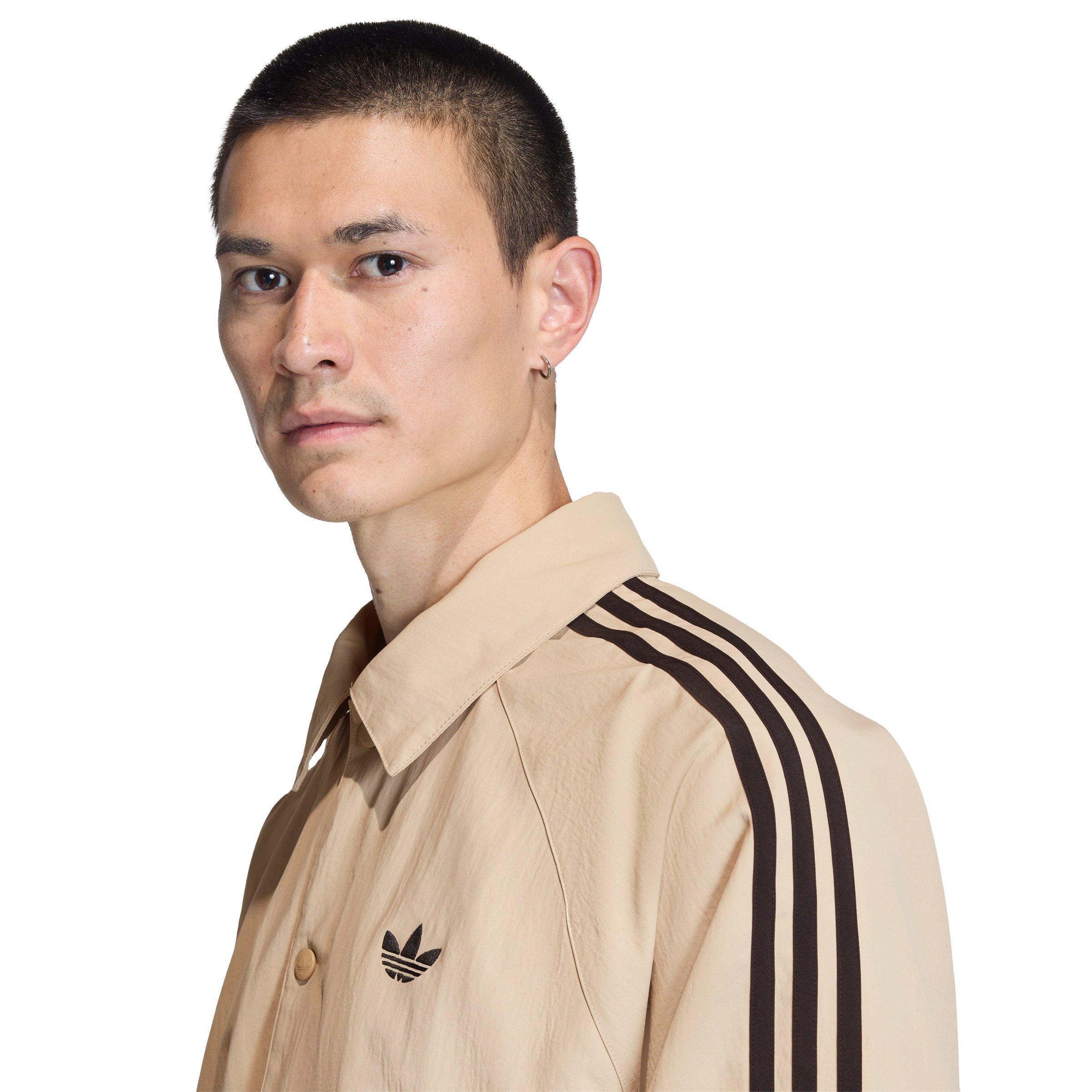 adidas Originals Men's 3-Stripes Coach Jacket -Khaki - KHAKI Thumbnail View 3