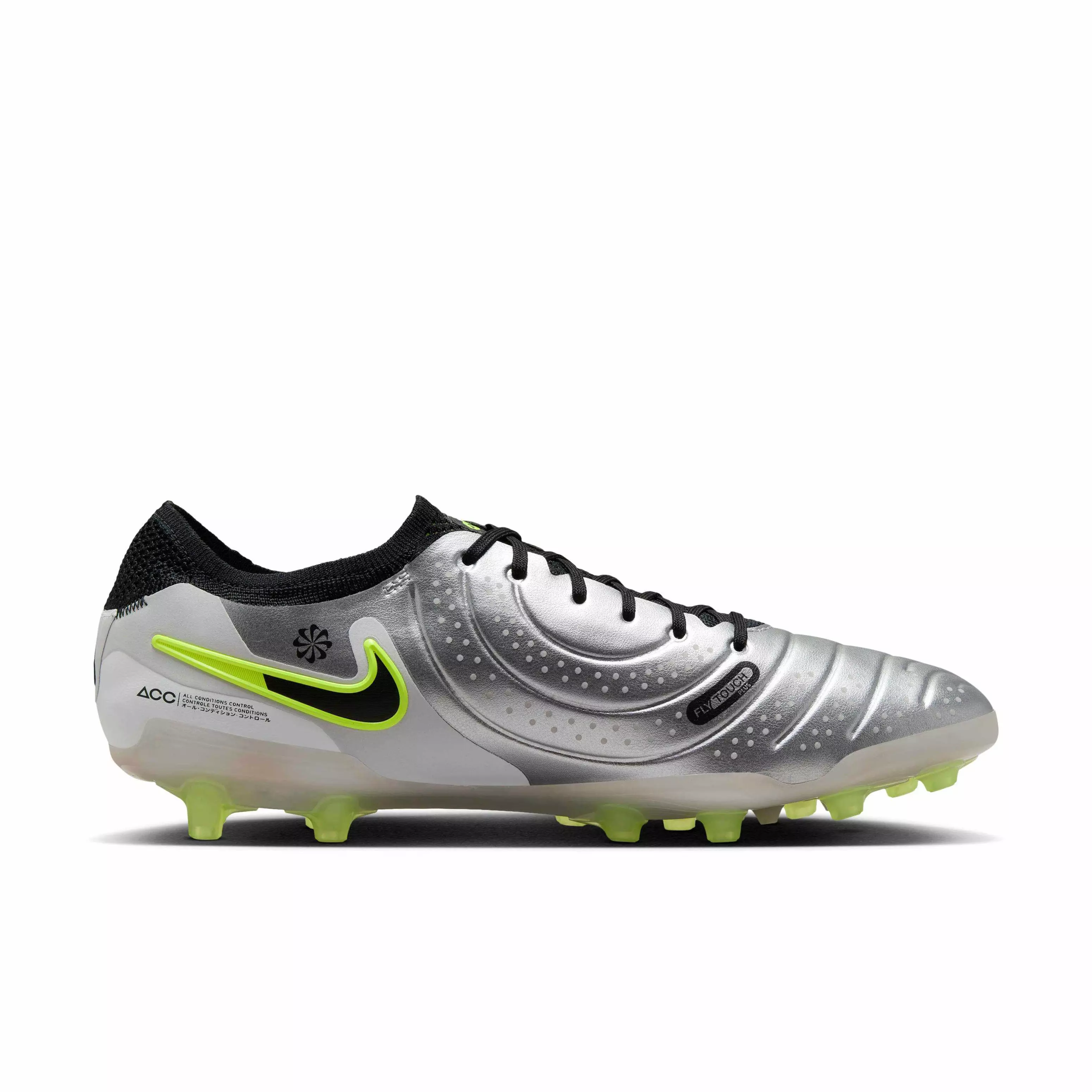 Nike Tiempo Legend 10 Elite AG "Metallic Silver/Volt/Black" Men's Soccer Cleat - SILVER/VOLT/BLACK
