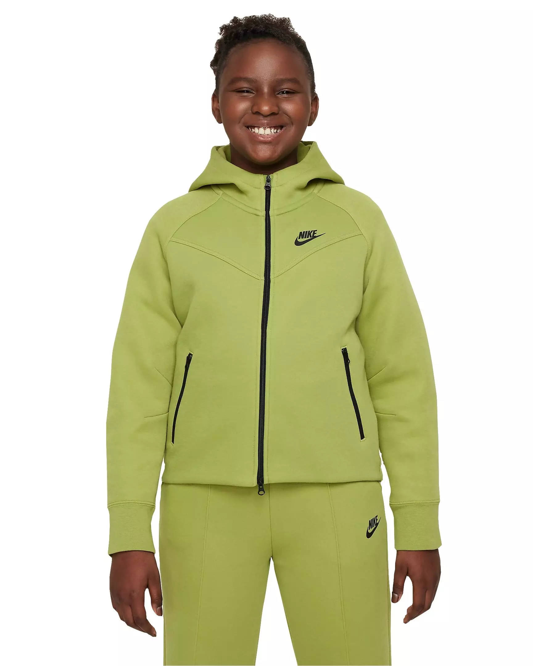 Nike Big Kids' Sportswear Tech Fleece Full-Zip Hooded Jacket - Green - GREEN