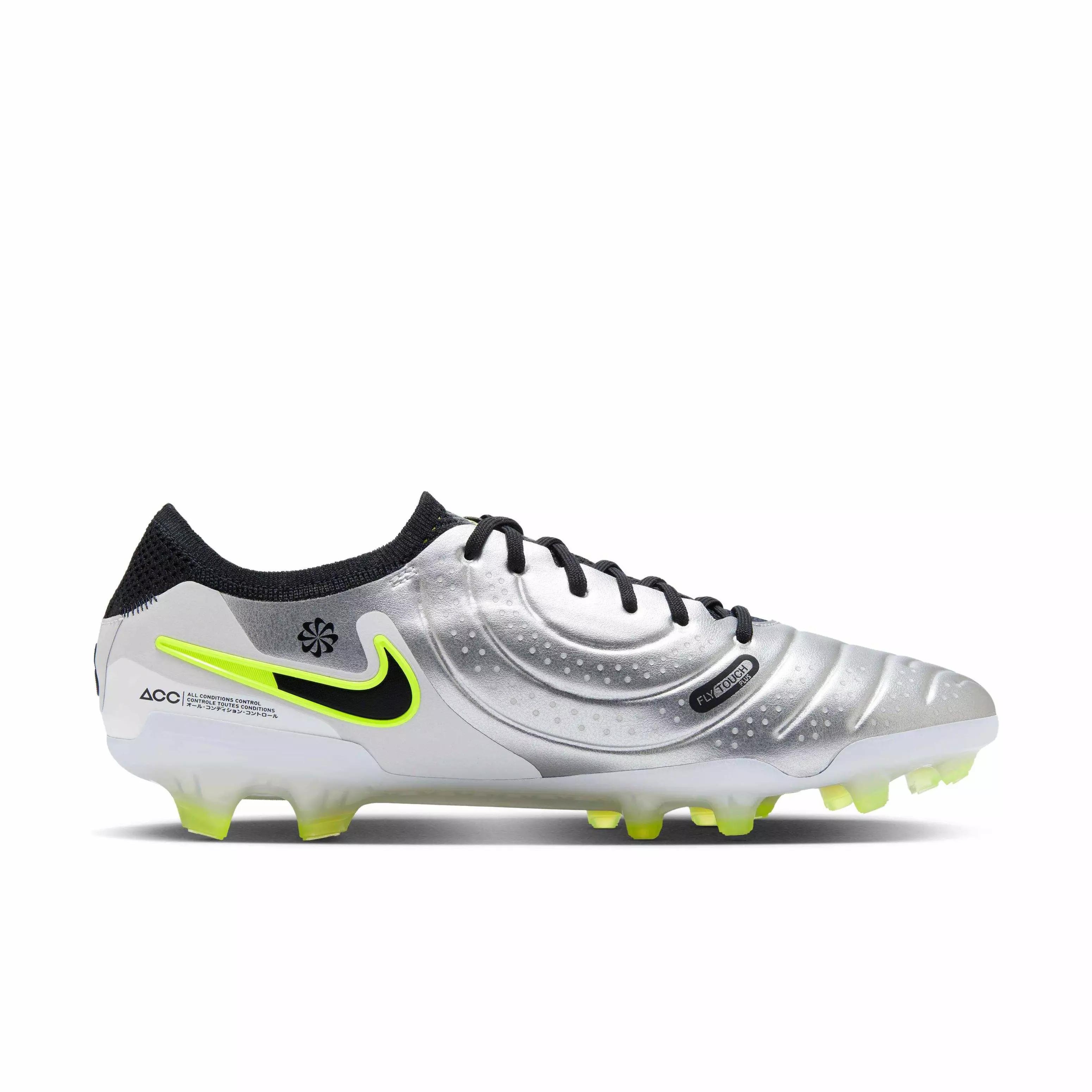 Nike Tiempo Legend 10 Elite FG "Metallic Silver/Volt/Black" Men's Soccer Cleat - SILVER/VOLT/BLACK