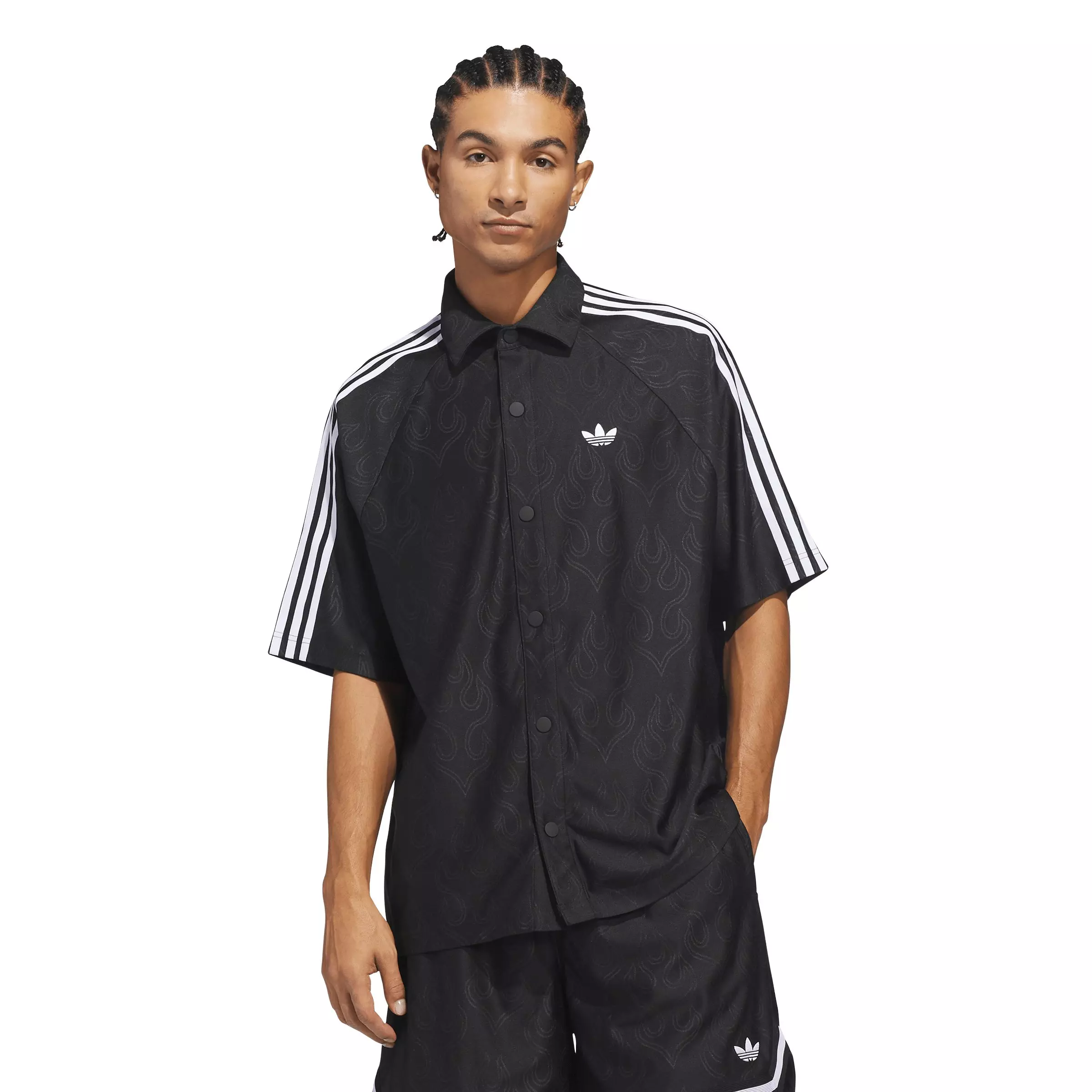 adidas Originals Men's Basketball Flame Long-Sleeve Top -Black - BLACK