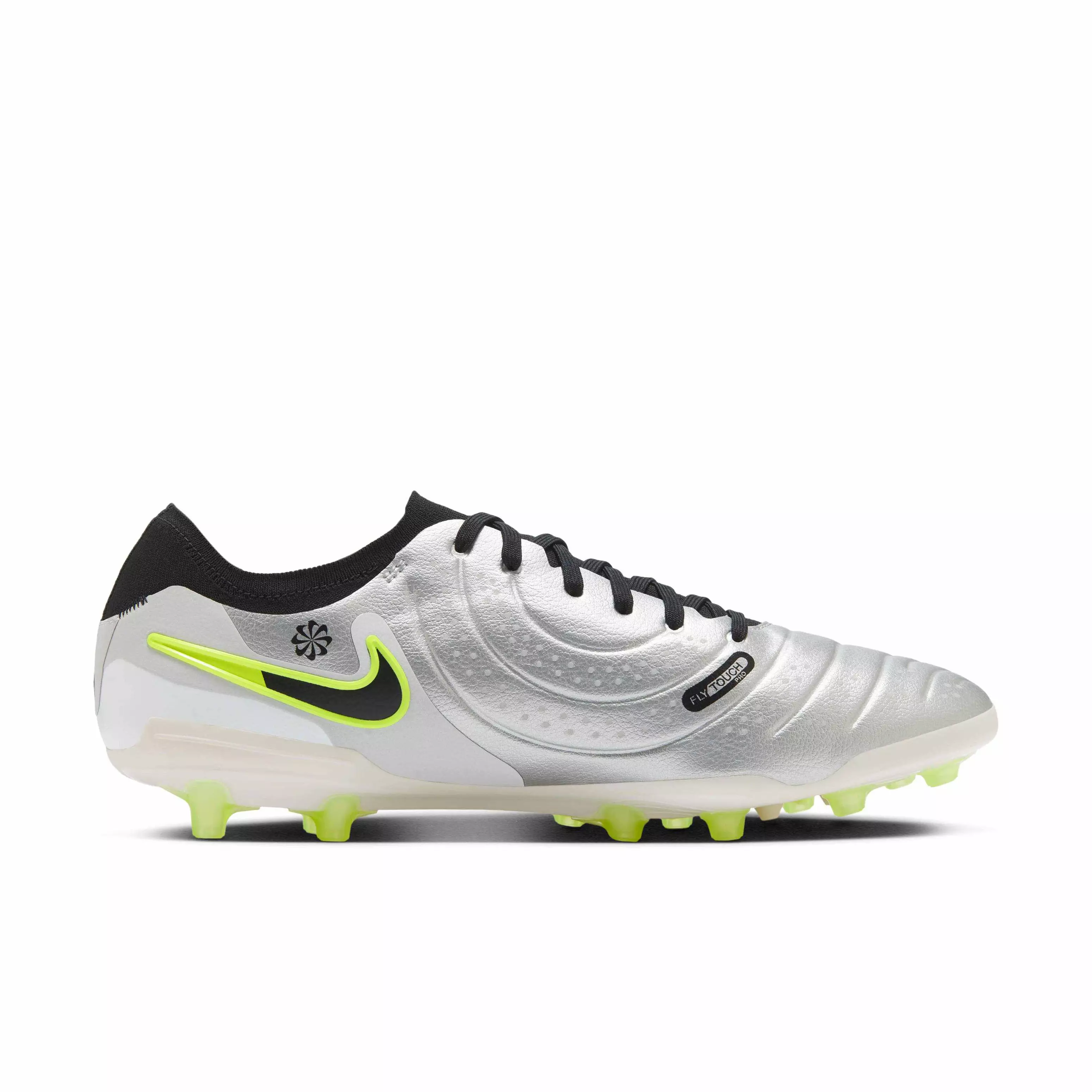 Nike Tiempo Legend 10 Pro AG "Metallic Silver/Volt/Black" Men's Soccer Cleat - SILVER/VOLT/BLACK