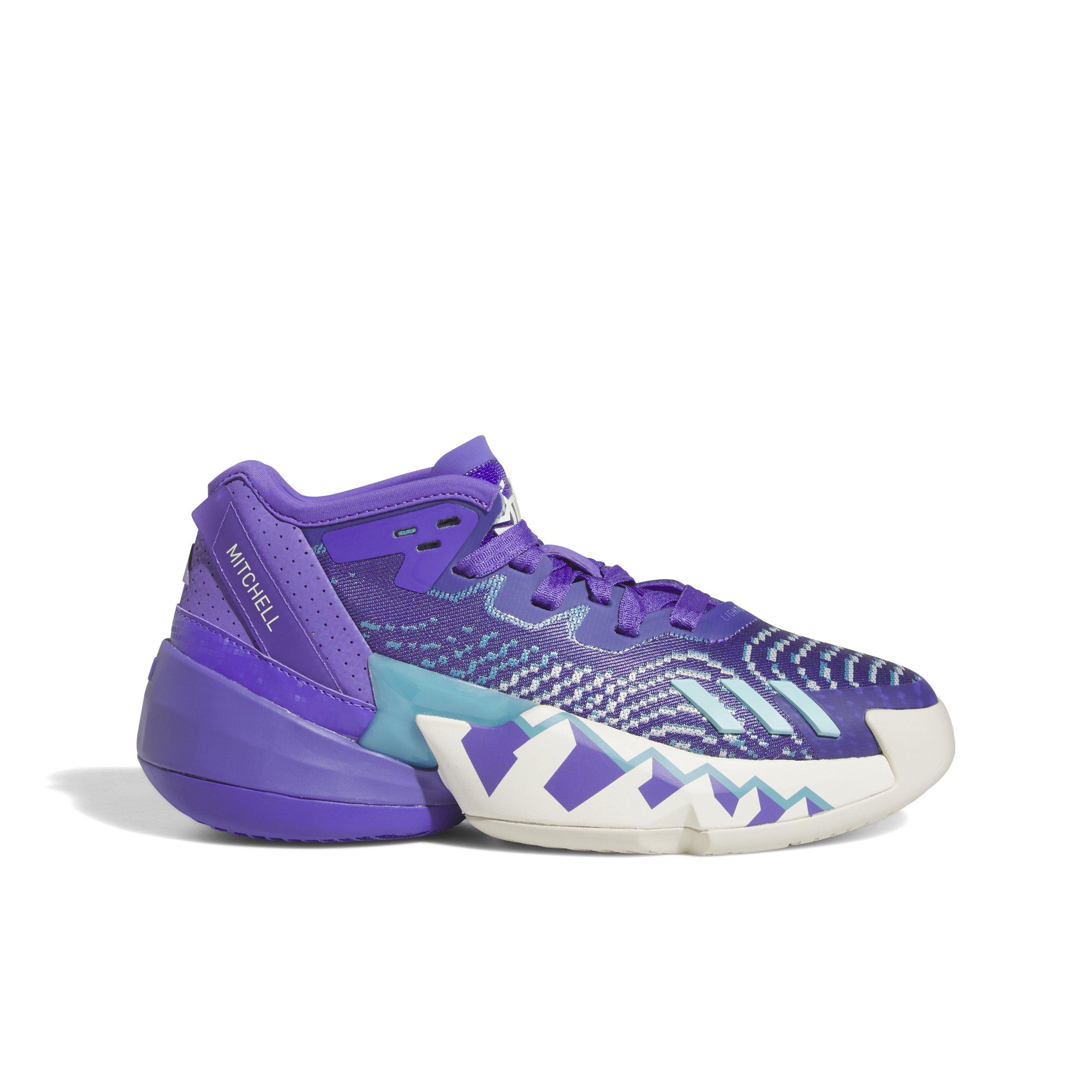 adidas D.O.N. Issue 4 "Purple Rush/Off White/Blue" Grade School Boys' Basketball Shoe - PURPLE/OFF WHITE/BLUE Thumbnail View 1