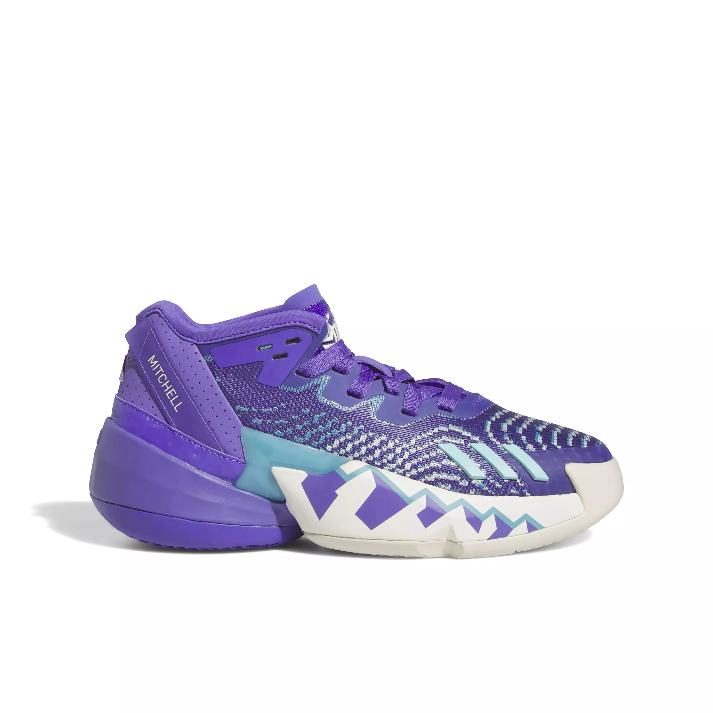 adidas D.O.N. Issue 4 "Purple Rush/Off White/Pre Blue" Grade School Boys' Basketball Shoe - PURPLE/OFF WHITE/BLUE