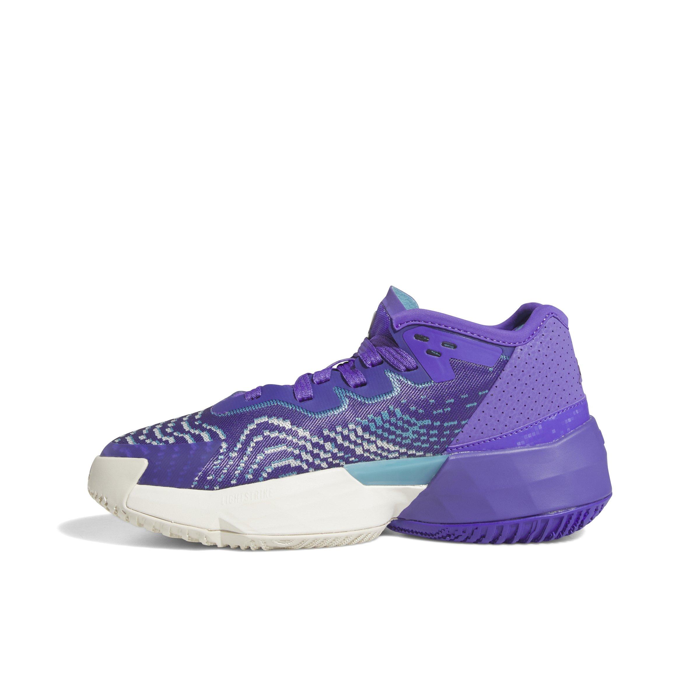 adidas D.O.N. Issue 4 "Purple Rush/Off White/Blue" Grade School Boys' Basketball Shoe - PURPLE/OFF WHITE/BLUE Thumbnail View 2