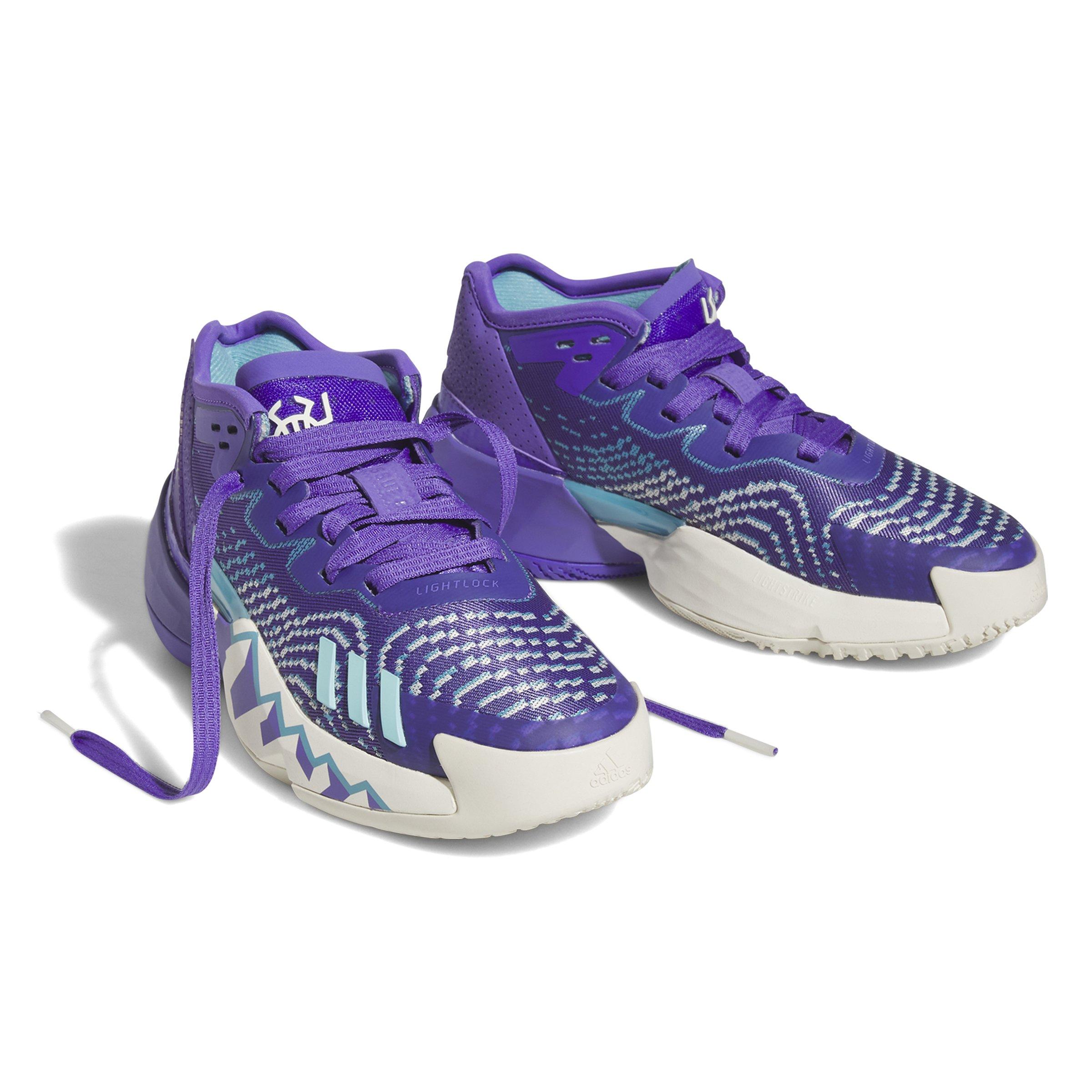 adidas D.O.N. Issue 4 "Purple Rush/Off White/Blue" Grade School Boys' Basketball Shoe - PURPLE/OFF WHITE/BLUE Thumbnail View 3